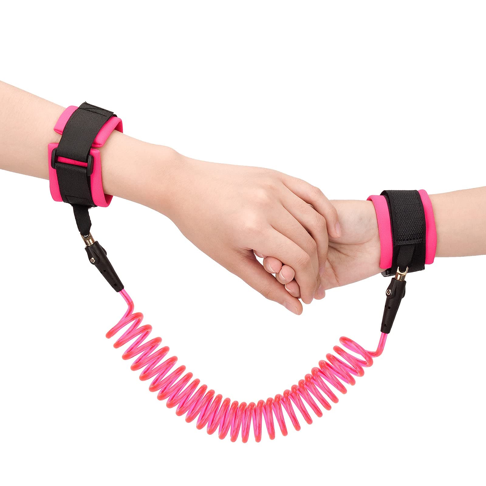 2.5M Anti Lost Wrist Link Belt Baby Toddler Reins Safety Leash Wristband 360°Rotate Security Elastic Wire Rope Walking Hand Belt Harness(Pink)
