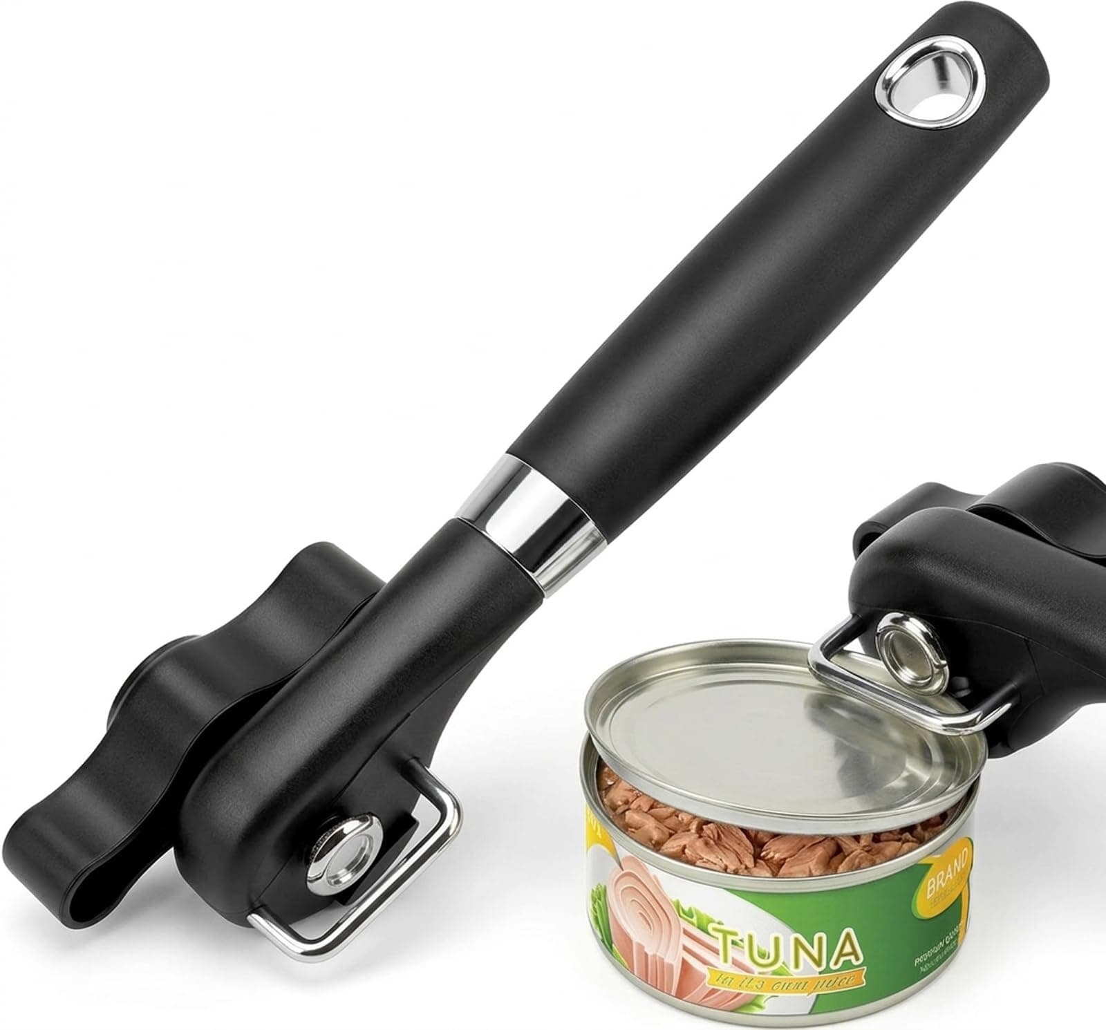 Safety Can Opener, Smooth Edge Manual Can Opener with Side Cut Blade, Ergonomic Non-Slip Handle, Easy Turn Knob, Hand Can Opener for Kitchen, Seniors & Arthritis