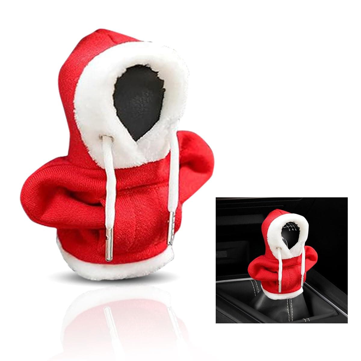 Christmas Style Car Shift Knob Hoodie Cover(Red)