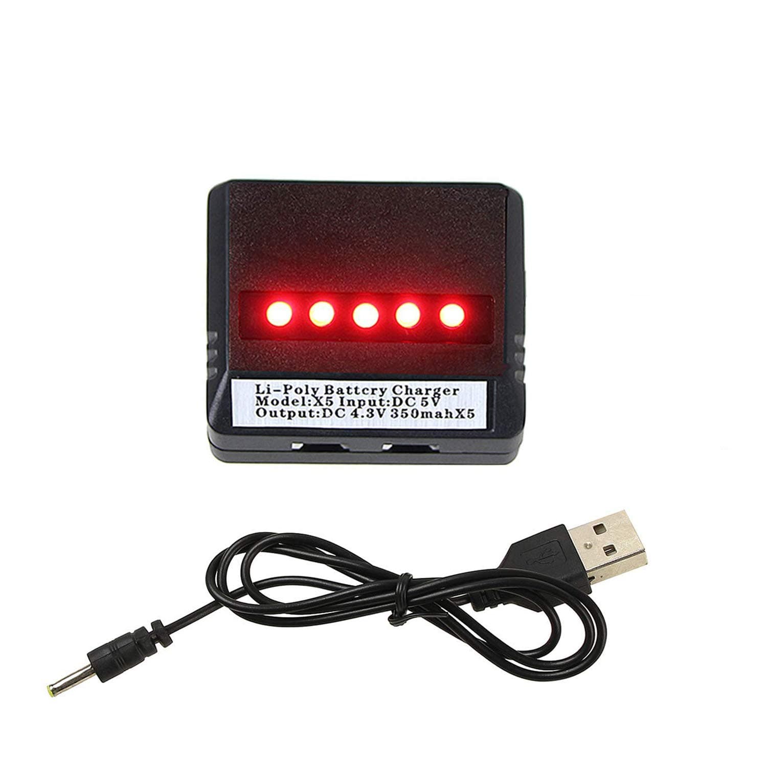 Coolplay USB 4.3V LiPo Battery Charger Cable for Syma X5C X5C-1 X5SC X5SW X5A X5HC X5UC X5UW X9 X9S X21W X21 X14 X14W X15 X15W RC Quadcopter Drone