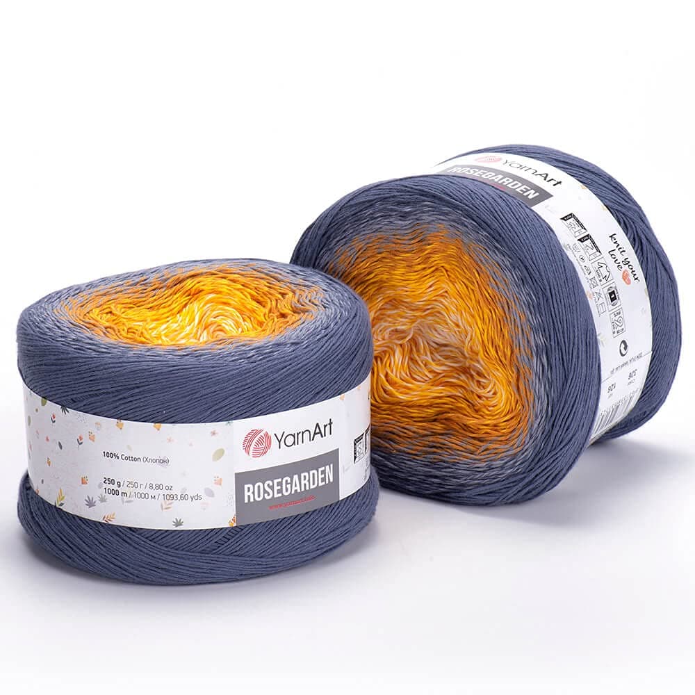 Yarn Art Rosegarden 100% Cotton 250gr 8.80 oz 1094yds Multicolor Cake Rainbow Crochet Spring Summer (326)