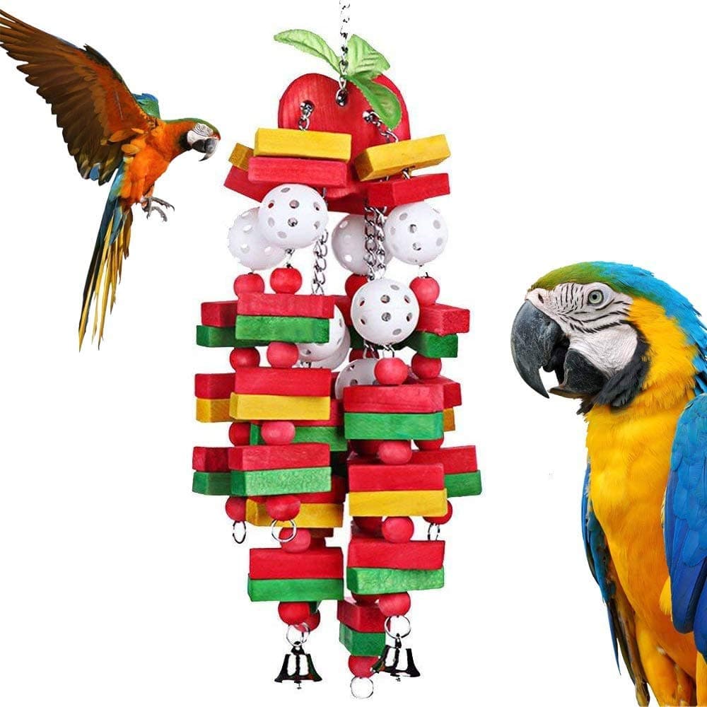 Parrot Toys Bird Toys Natural Wood Chewing For African Greys Macaws Cockatoos Cockatiels Love Birds Small Medium to Large Parrots Cage Accessories Pets Supplies