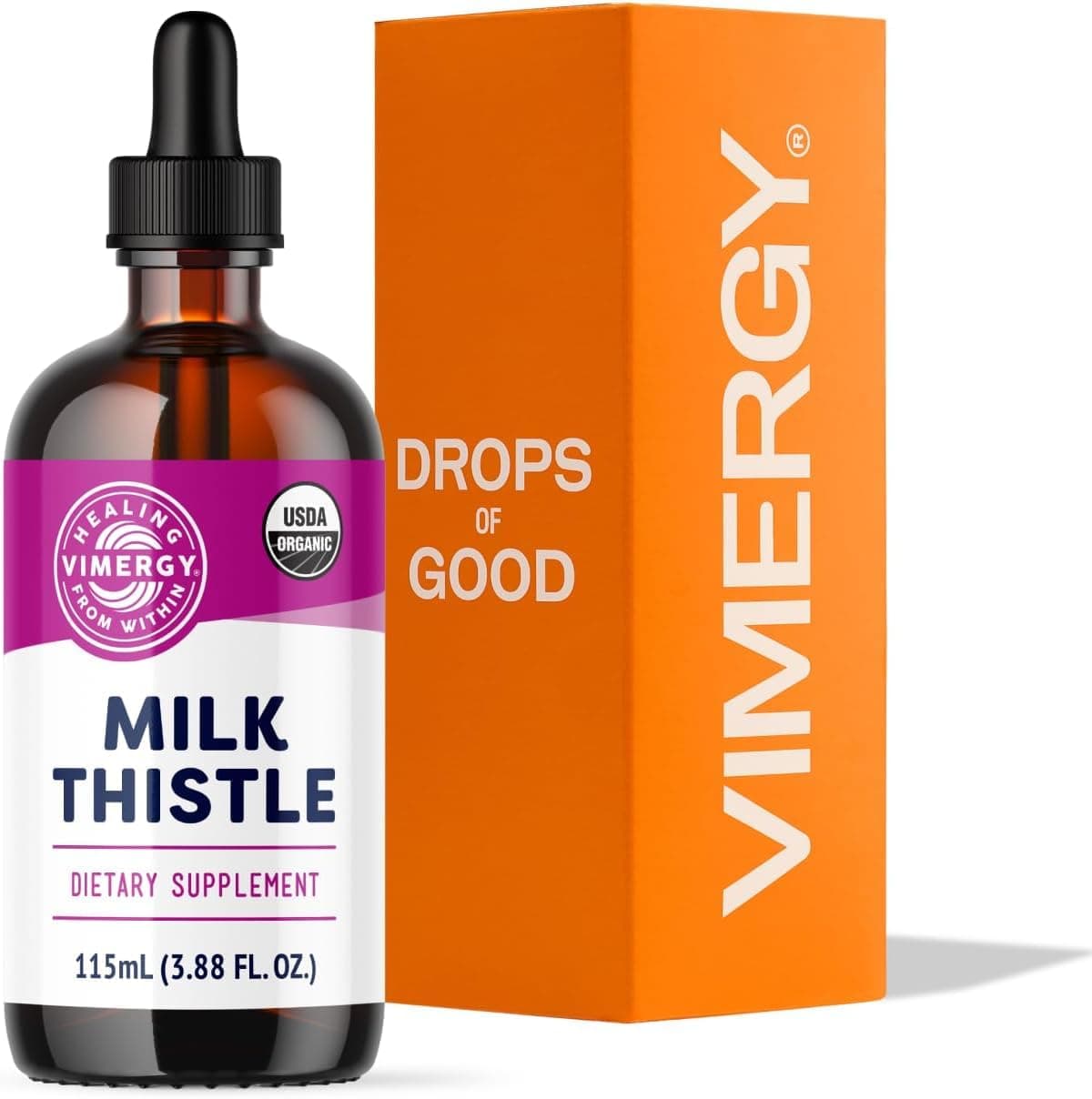 Vimergy Milk Thistle – Supports Liver Function* 57 2mL (2 Droppers or 44-48 Drops) Servings (110mg Extract Per Serving) – for Healthy Digestion* – USDA Certified Organic, Vegan, Gluten-Free – 115 mL