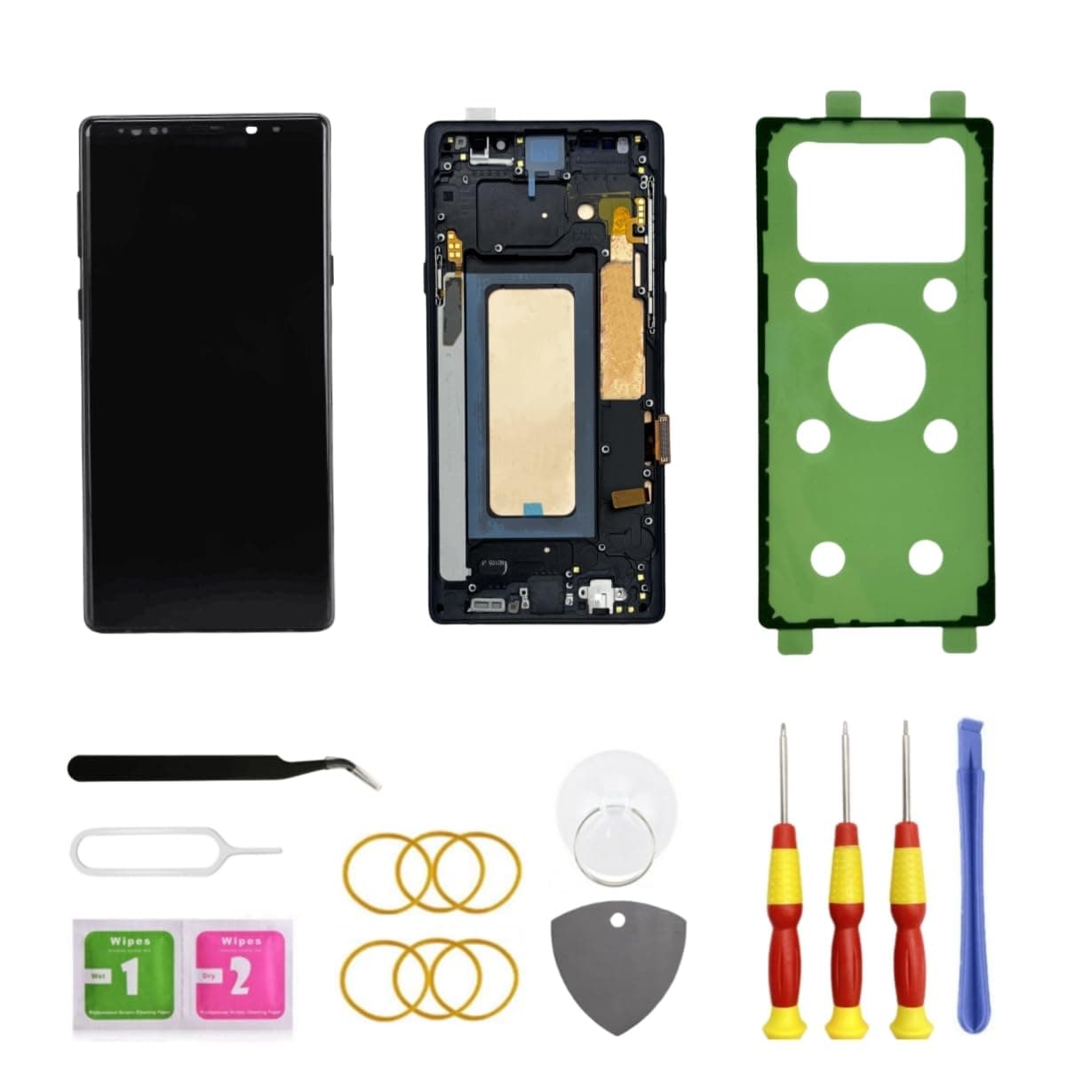 Galaxy Note9 LCD Display Screen Assembly Replacement for Samsung Galaxy Note9 Touch Digitizer Screen with Frame Toolkits SM-N960U N960F No Fingerprint (Black)