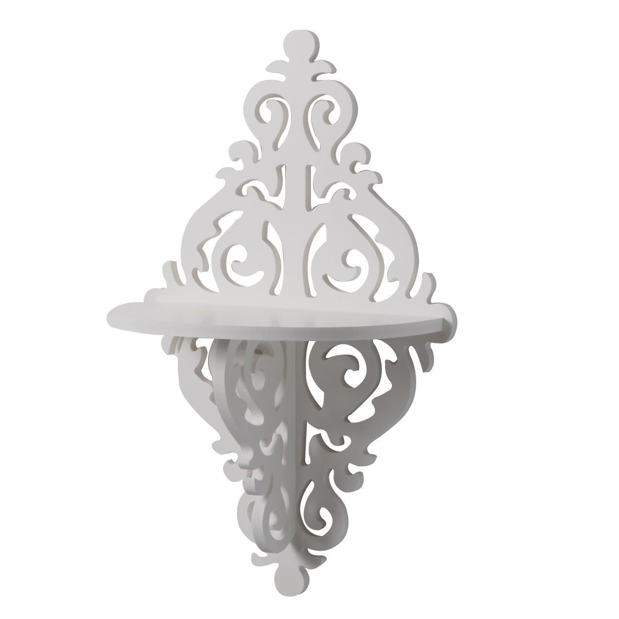 Pack of 2 White Pastoral Hollow Wall Hanging Shelves Shelf/Lattice Racks Shabby Chic Cut Deign Single Layer for Vases Candle Ornaments