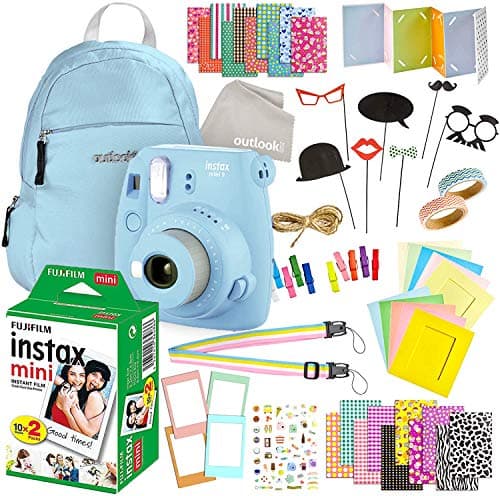 Fujifilm Instax Mini 9 Camera with Fuji Instant Film (20 Sheets) Travel Bundle & Accessories Includes Shoulder Bag,Strap, Washi Tape, Stickers, Frames + Album and More