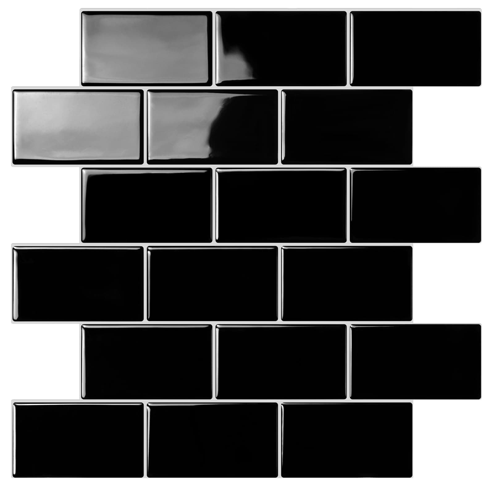 STICKGOO Subway Tiles Peel and Stick Backsplash, Stick on Tiles Kitchen Backsplash in Black (Pack of 10, Thicker Design)