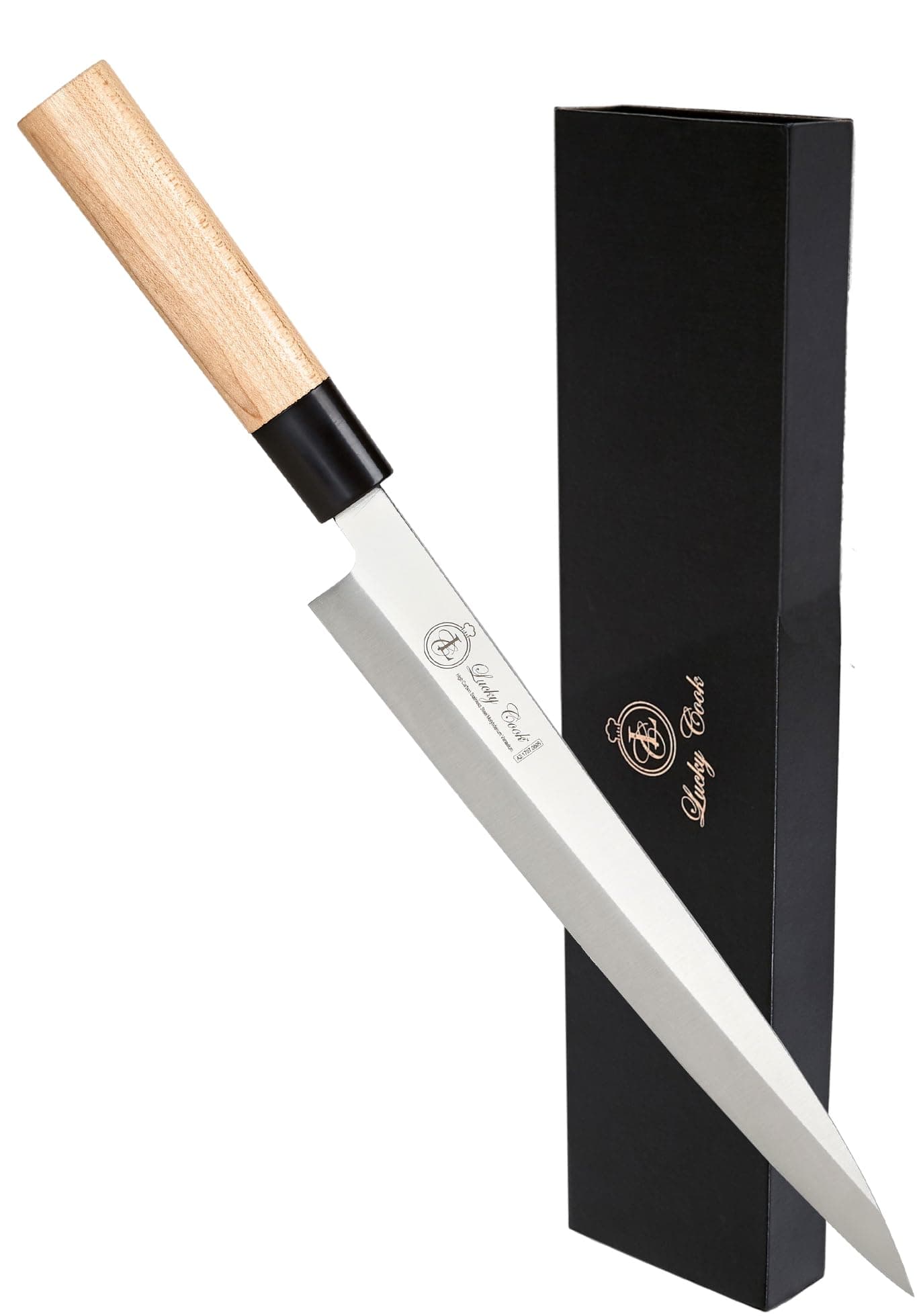 Sashimi Sushi Knife 10 Inch - Perfect Knife For Cutting Sushi & Sashimi, Fish Filleting & Slicing - Very Sharp Stainless Steel Blade & Traditional Wooden Handle + Gift Box