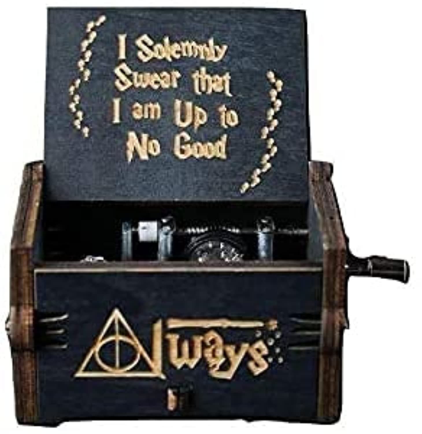 Olaf Harry Potter Music box Hand Crank Carved Wooden Musical Box,Musical Gift, Play the Sweet of Song, classic Mini Music Box(Black Edition)
