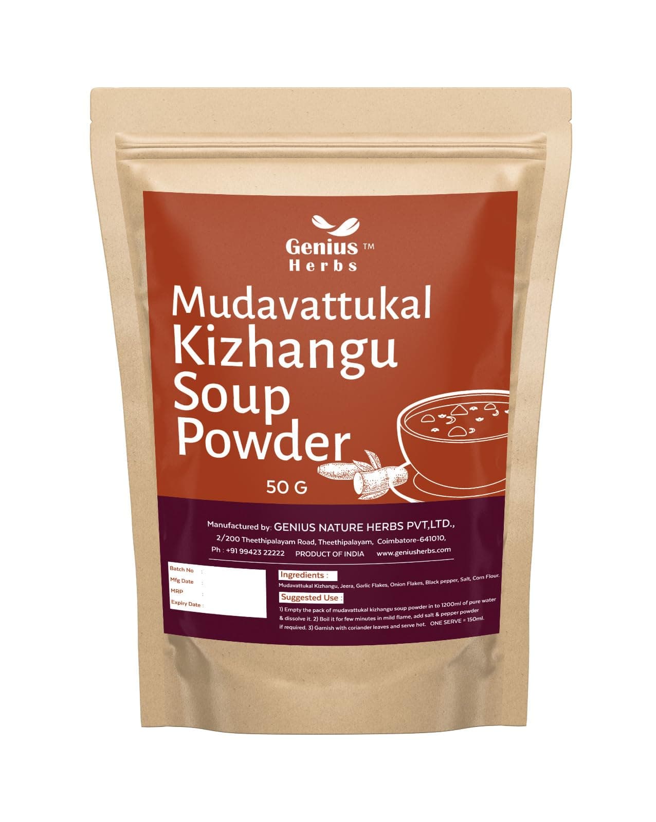 Mudavattukkal Kizhangu Soup Powder | Veg Goat Leg Tasty Pre Mix - 50G For Healthy Joints, Strenthen Bones Pack Of 1