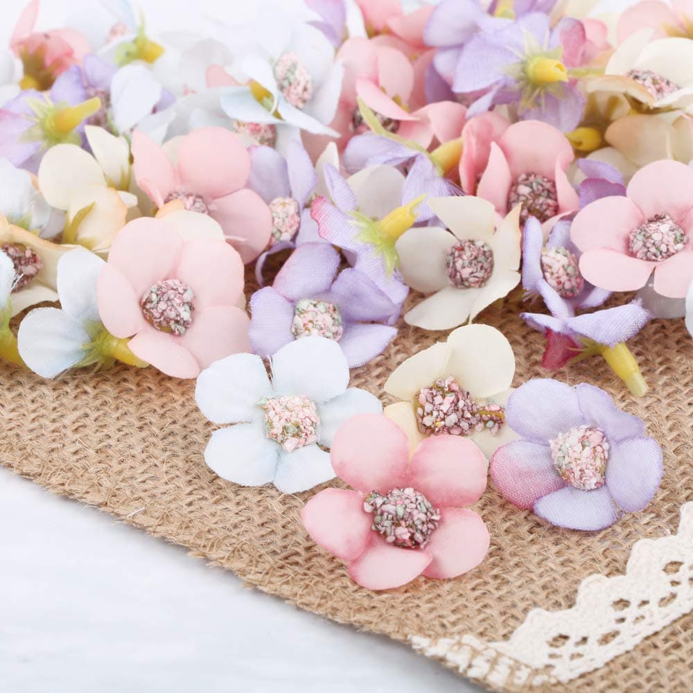 BETESSIN Handmade DIY Artificial Fake Daisy Flower Heads for Home Decor 80 Pieces (2cm)