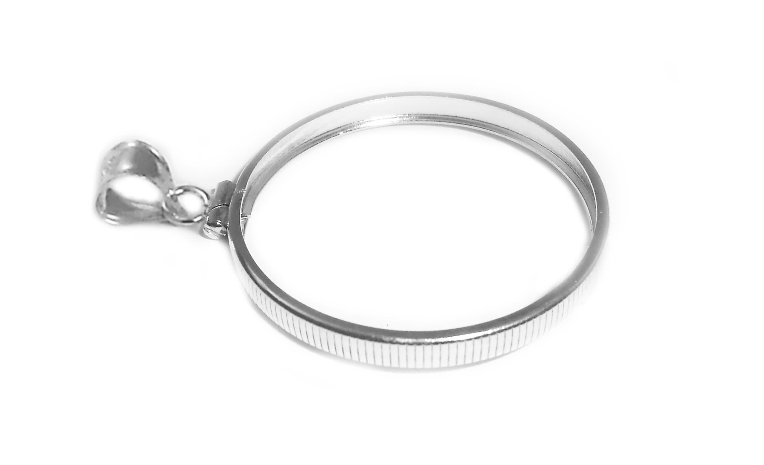 Flintski Jewelry39mm Silver Round Sterling Silver Coin Edge Coin Bezel 39.37mm x 3.14mm