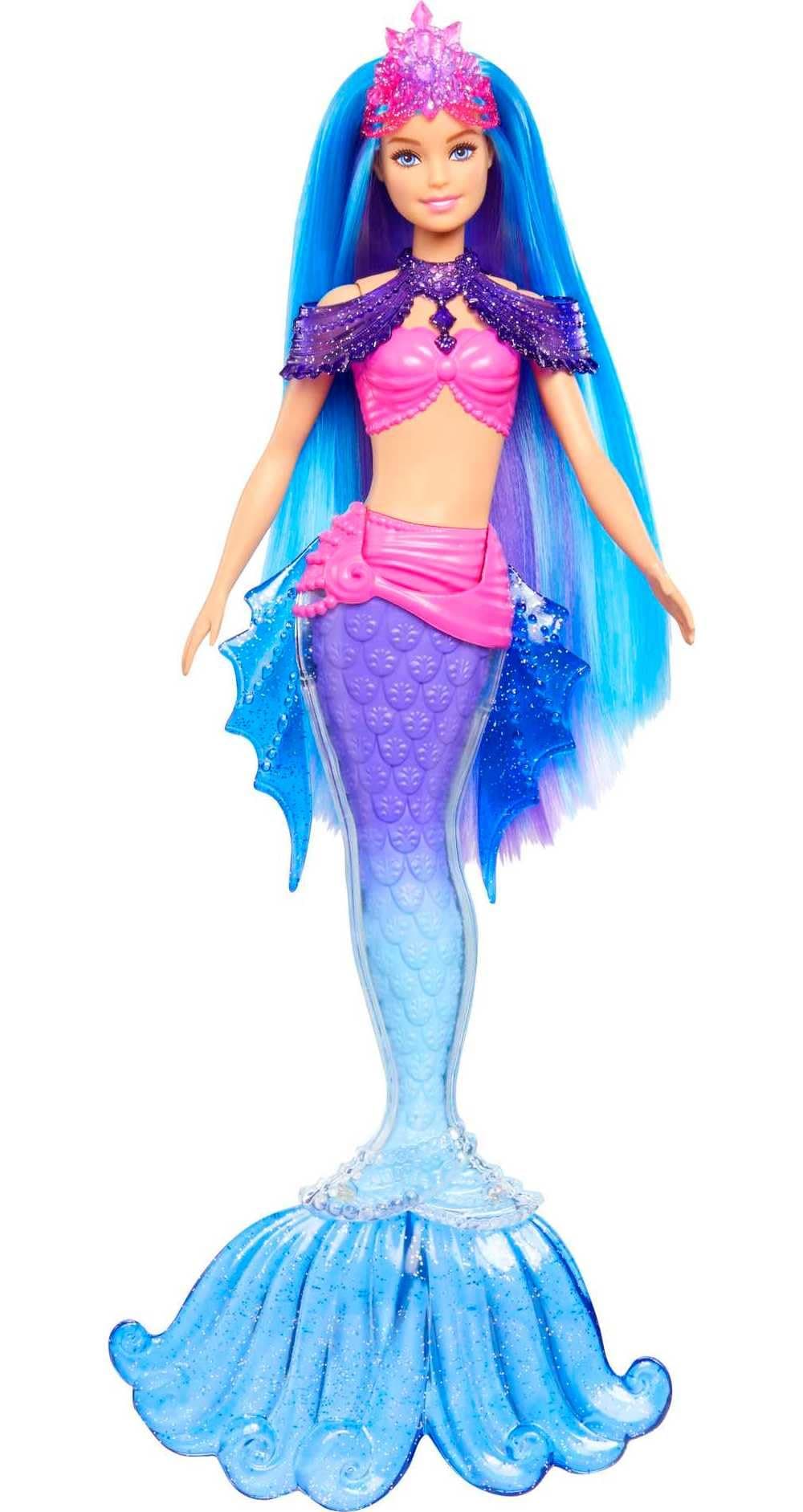 Barbie Mermaid Power Doll Set, Barbie "Malibu" Fashion Doll with Seahorse Pet & Accessories, Mermaid Toy with Interchangeable Fins