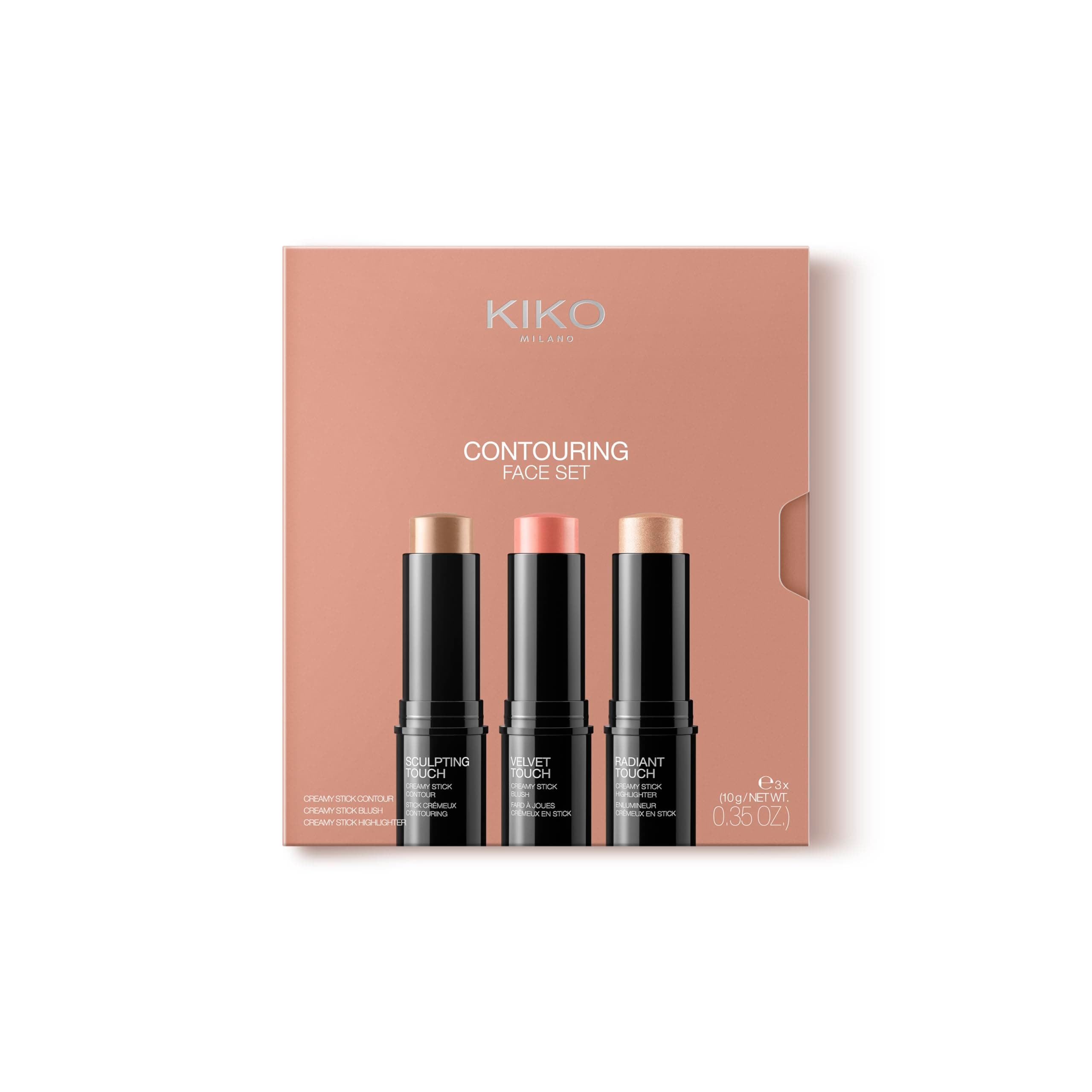 KIKO Milano Contouring Face Set 01 – 3 Stick Makeup Kit with Cream Contour Stick, Highlighter & Blusher – Blendable Cool Tone Formula for Sculpted, Defined Finish