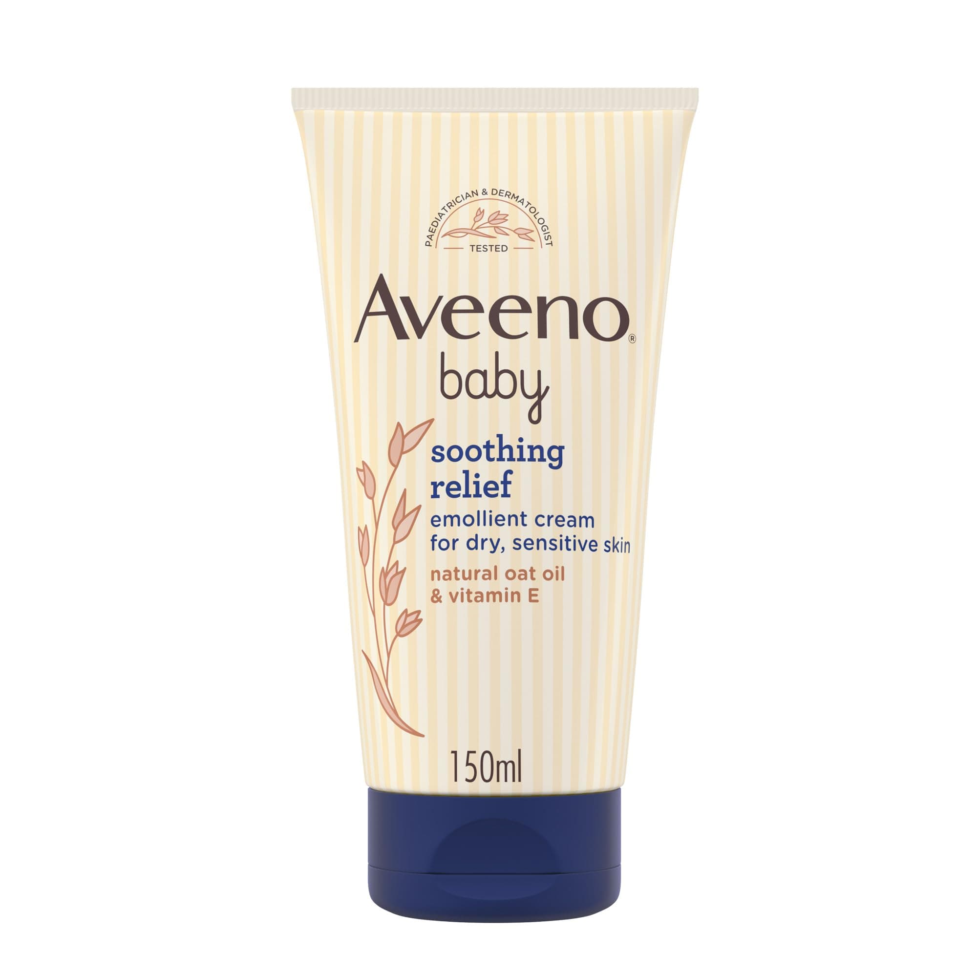 Aveeno Baby Soothing Relief Emollient Cream (1x 150ml), Gentle and Nourishing Moisturiser for Very Dry and Irritated Baby Skin, Dermatologist Recommended for Daily Use