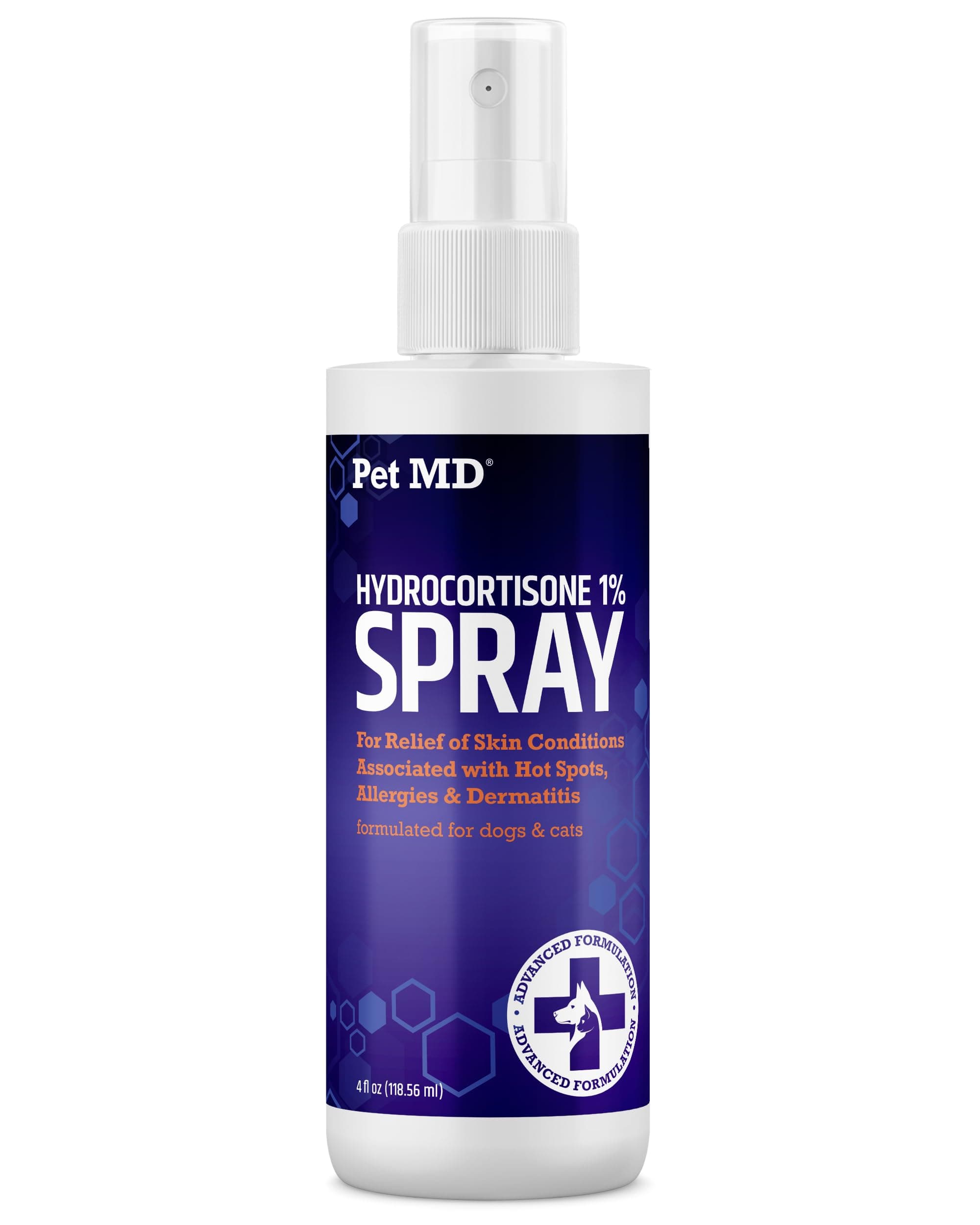 Pet MD Hydrocortisone Spray for Dogs, Cats, Horses - Itch Relief Spray & Hot Spot Treatment for Dogs, Irritated Dry Itchy Skin, Allergies, and Dermatitis - Reduces Topical Inflammation - 4 oz