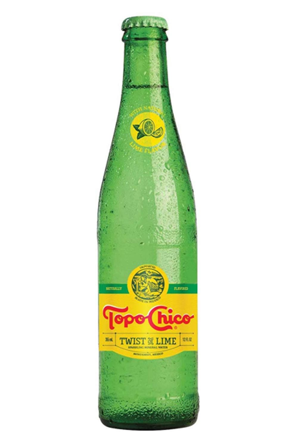 Topo ChicoTwist of Lime - Carbonated Natural Mineral Water with Natural Lime Flavor - 12 fl oz (355mL) (6 Glass Bottles)