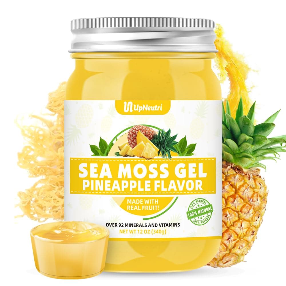 Sea Moss Gel - Wildcrafted Irish sea Moss 92 Minerals and Vitamins Immune Defense Thyroid Antioxidant Support, Vegan Non-GMO Pineapple Flavored 12 OZ