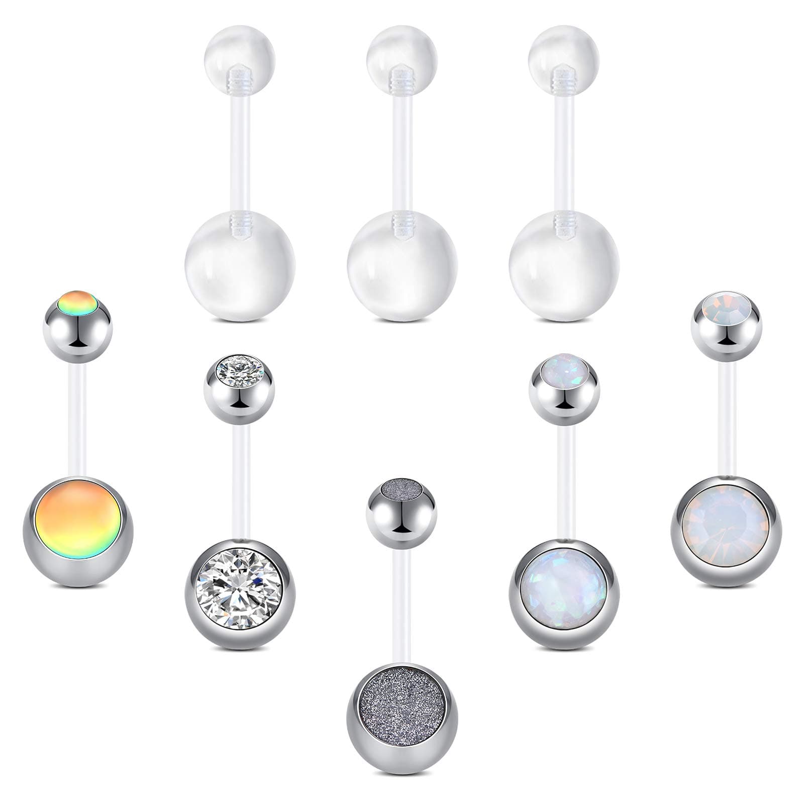 Plastic Belly Button Rings Navel Rings for Maternity Pregnancy Sport Pregnant Women Flexible Clear Belly Piercing Retainers 10mm