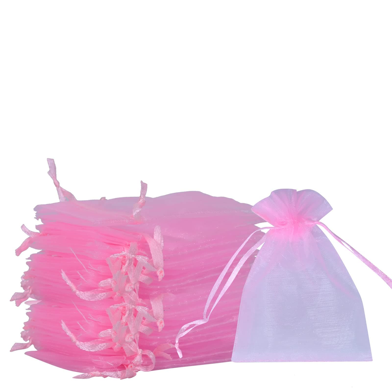 SUSNUAN Pink Organza Gift Bags 20Pcs, 7x9cm Organza Bags Small Jewellery Pouches Wedding Favours Bags for Wedding, Anniversary, Christmas, Baby Shower, Birthday Party Drawstring Gift Bags