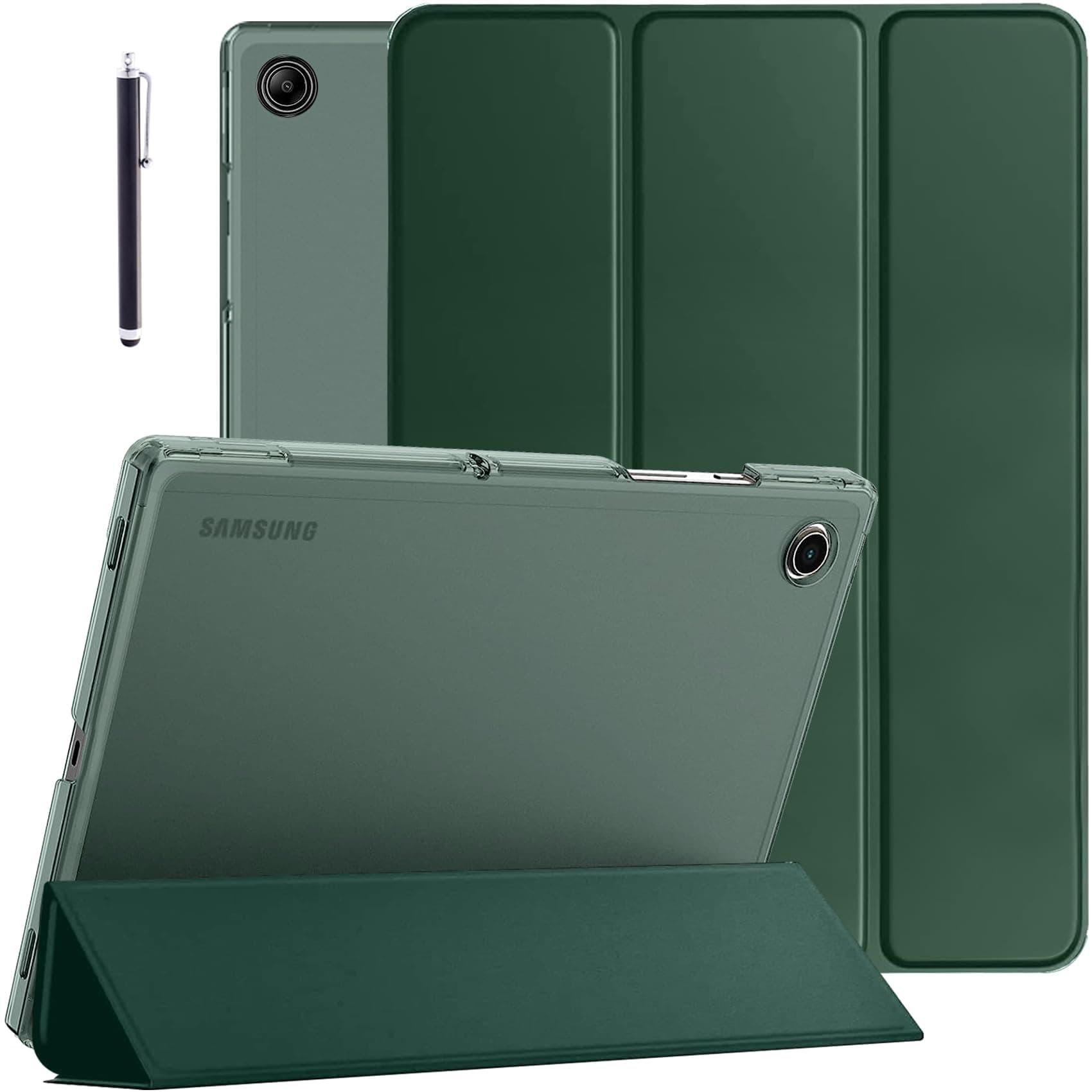 RobustrionCover for Samsung Galaxy Tab A9 Plus 11 inch, Flip Cover Case with Translucent Back - Dark Green