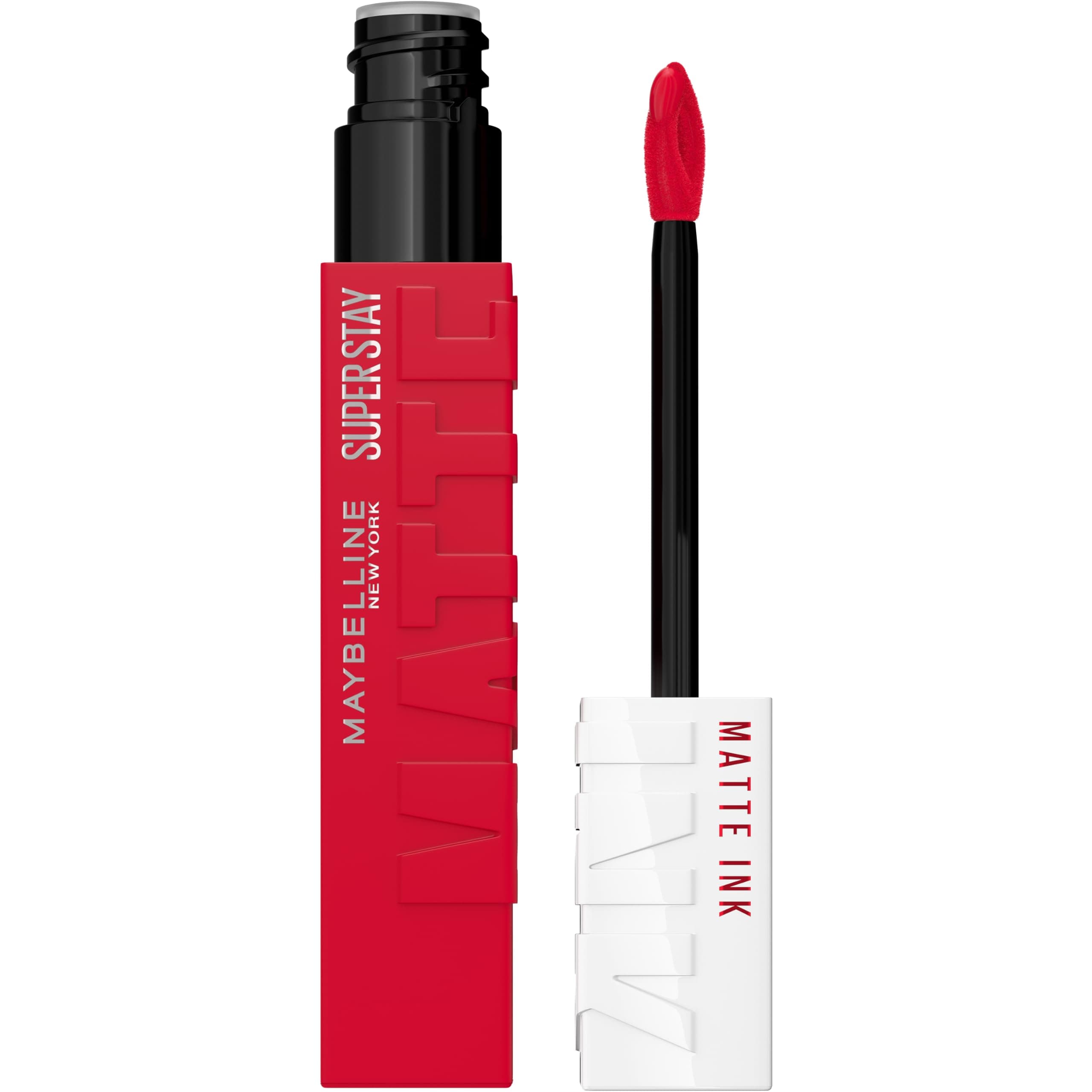 Maybelline Super Stay Matte Ink Liquid Lipstick Makeup, Long Lasting High Impact Color, Up to 16H Wear, Shot Caller, Bright Pinky Red, 1 Count