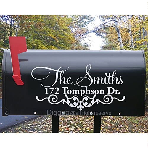 Personalized Mailbox Address Decal Family Door Sticker Home Decor Housewarming Gifts (7" h x 14" w Plus Free Welcome Door Decal)