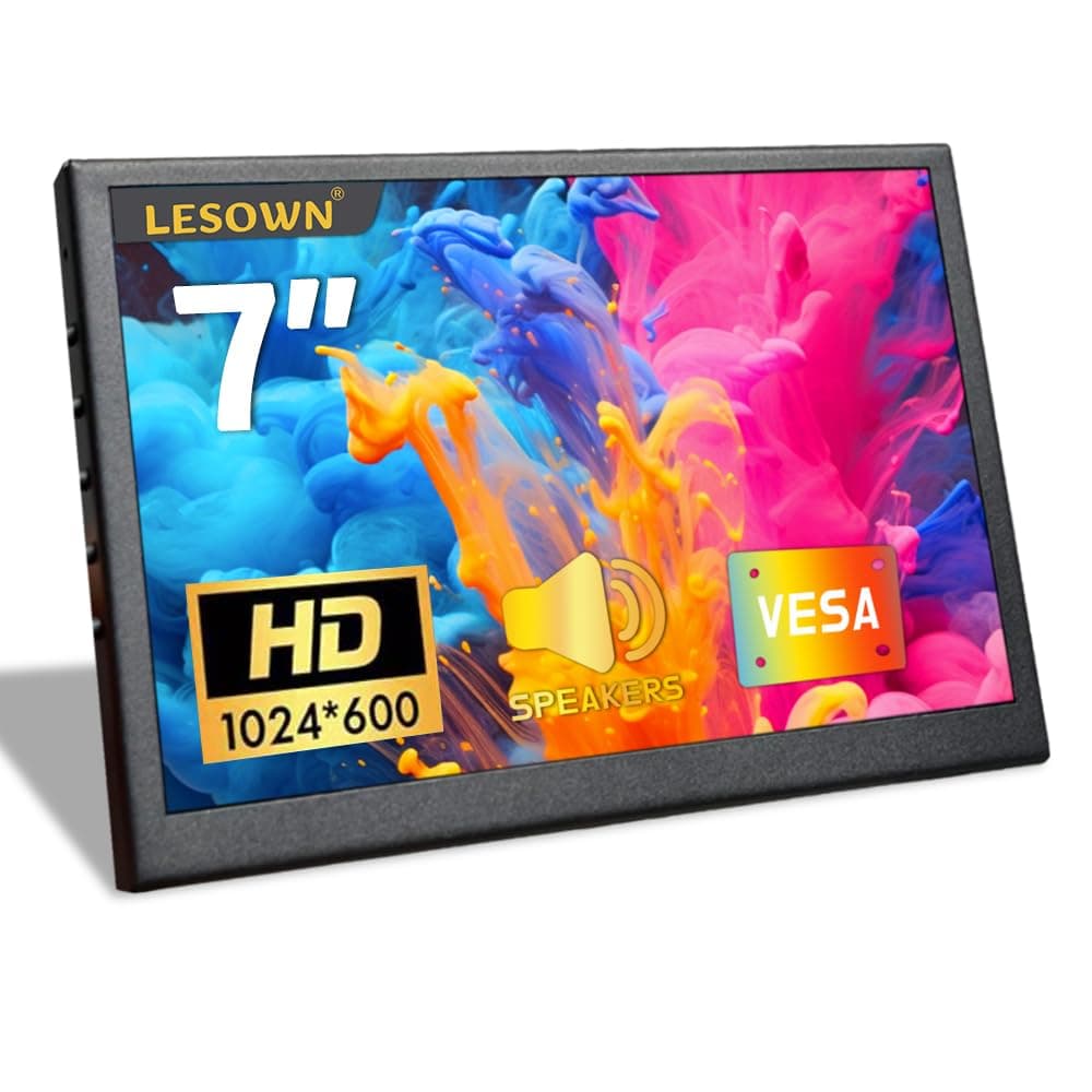 7 inch Mini Monitor HDMI LCD Display PC Case Secondary Screen 1024x600 IPS Small Portable Monitor with Speakers PC Temperature Display for Laptop Windows
