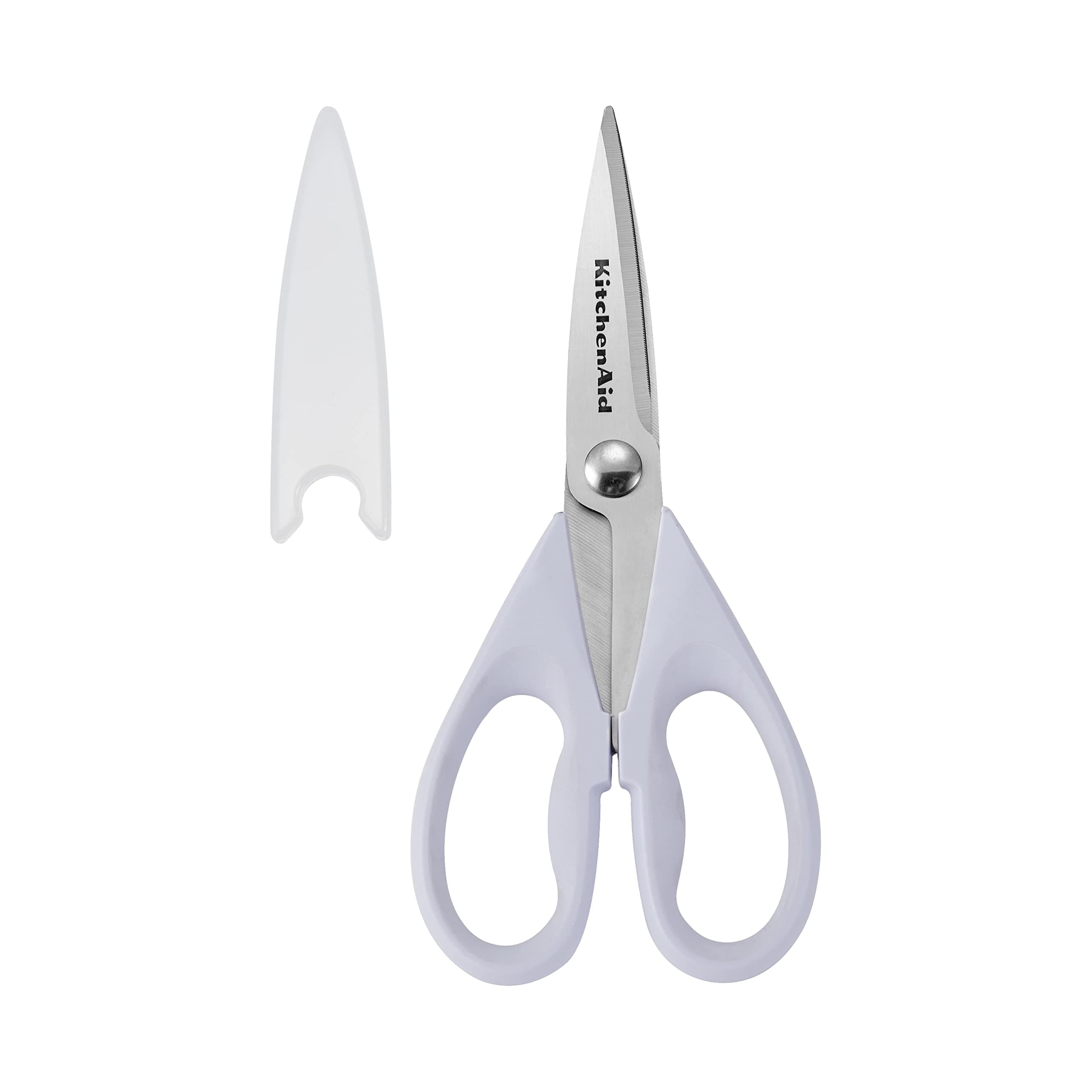 KitchenAid All Purpose Kitchen Shears with Protective Sheath, Durable Stainless Steel Scissors, Dishwasher Safe, Soft Grip, Comfortable Handle, 8.72", Lavender Cream