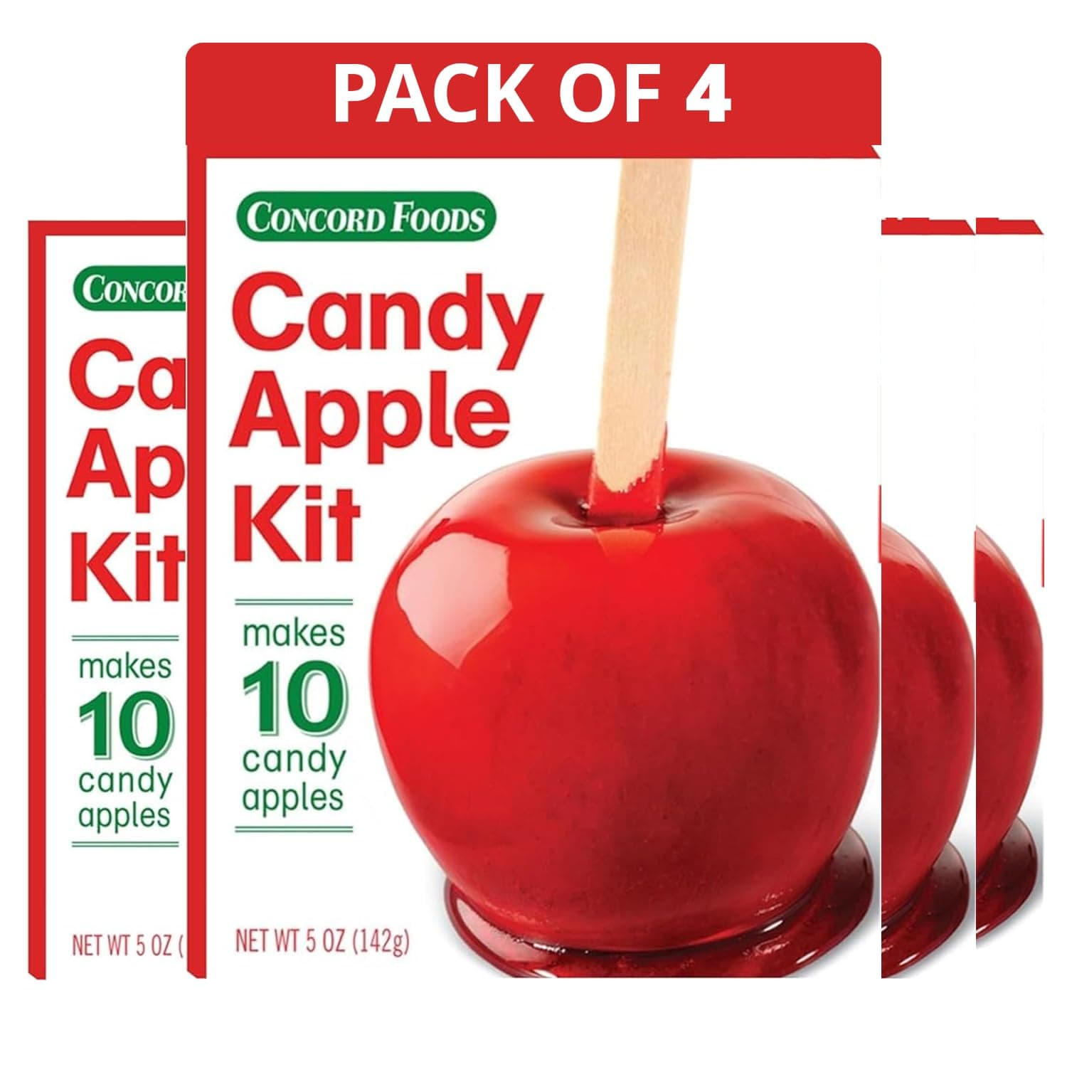 Concord Foods Concord Foods Candy Apple Kit for Family Treats, Carnivals, Fairs, Fundraisers Includes Candy Apple Mix and 10 Sticks Easy, Fun, and Delicious 5 oz Box (4 Pack 40 Count)