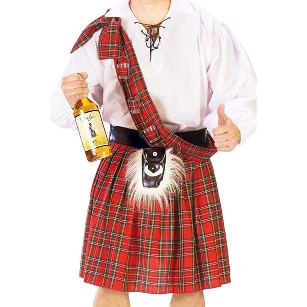 Fun World Men's Kilt Adult Costume - Standard One Size Red