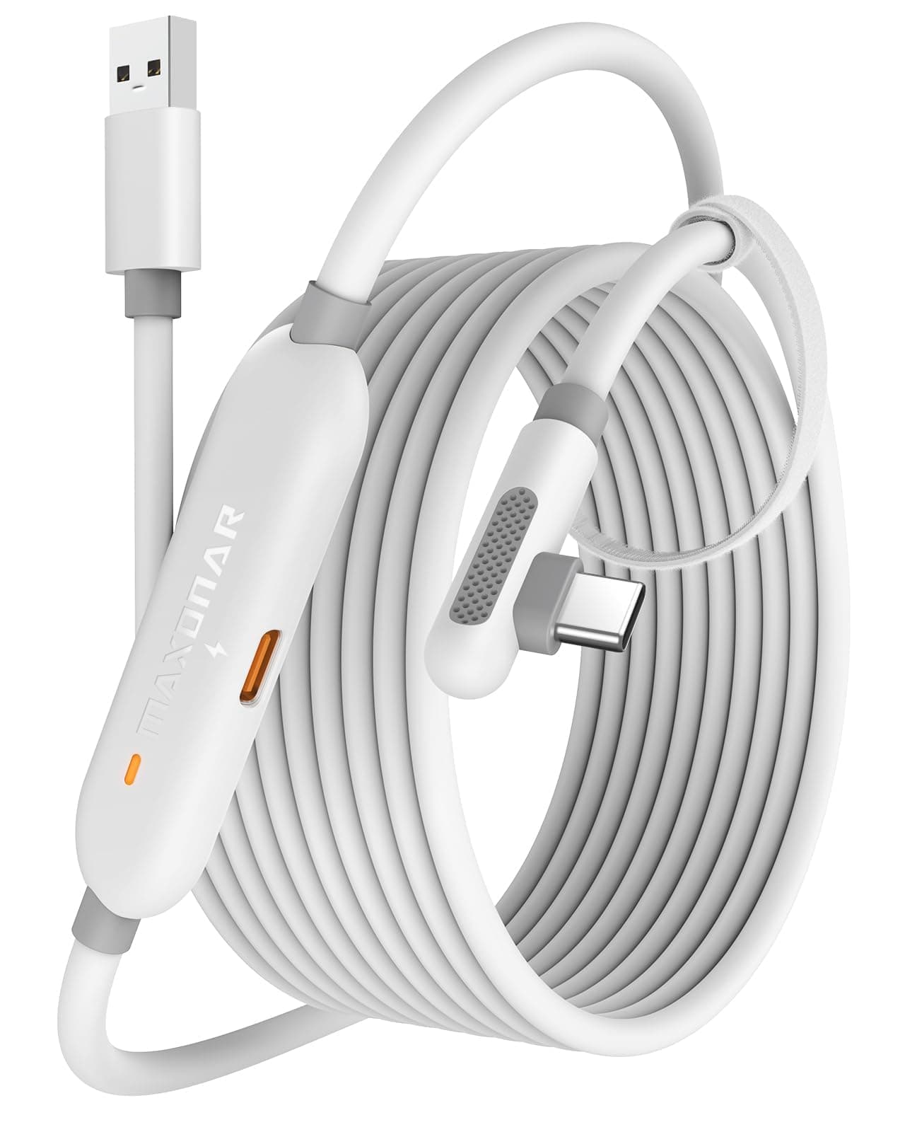 Maxonar VR Charging Link Cable 16FT (Next-Gen Chip) Compatible with Meta Quest 3S/Quest 3/Oculus Quest 2/Pico 4 Accessories and PC/SteamVR, Awesome Gift-5Gbps USB 3.0 to USB C Cable-White