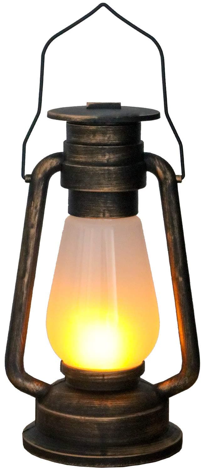 TRONJE LED Miner's Lamp Antique Copper Lantern 4H-Timer 24 LEDs Fire Simulation blazing Flames Decorative Firelight