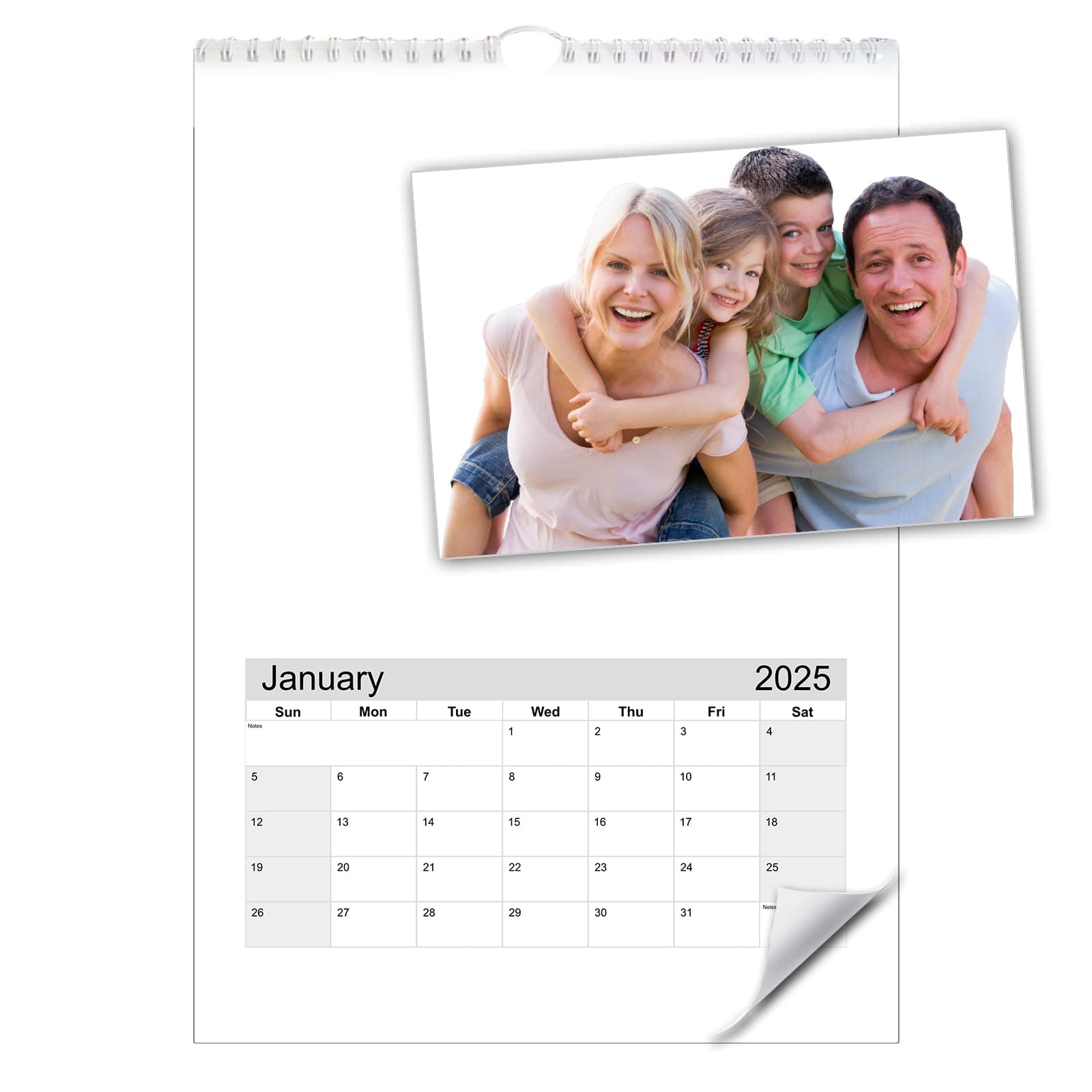 A4 or A3 DIY Blank Calendar, Stick Photos, Colour or Draw, 2026 (Design 1, A3)