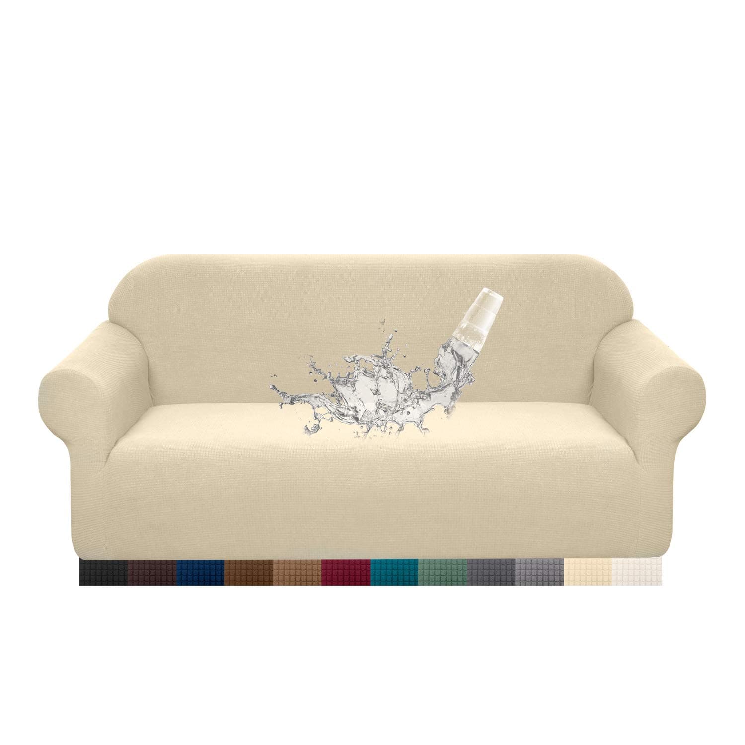 Granbest Premium Water Repellent Sofa Cover High Stretch Couch Slipcover Super Soft Fabric Couch Cover (Beige, XL Sofa)