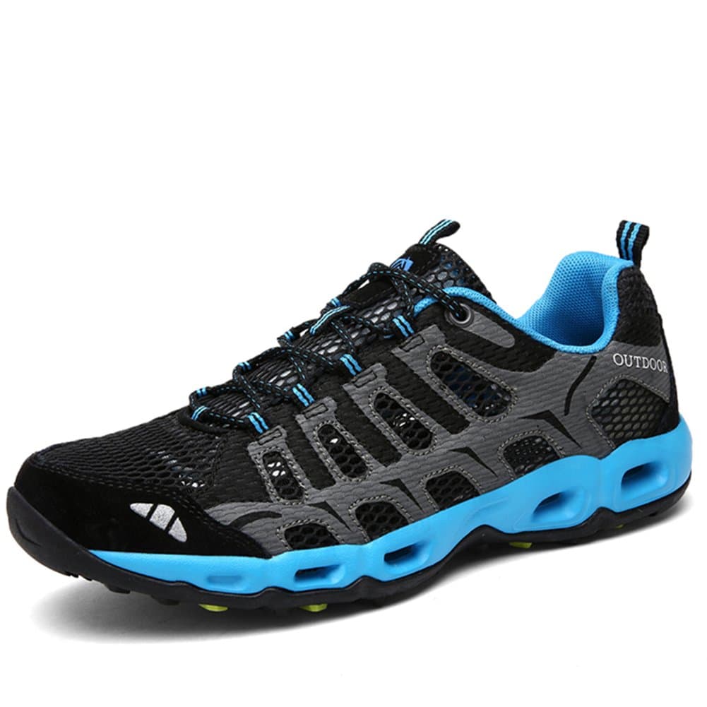 Mens Lightweight Outdoor Hiking Shoes Quick Dry Tracking Sneakers Breathable Water Shoes CRHW6126-Black01-46