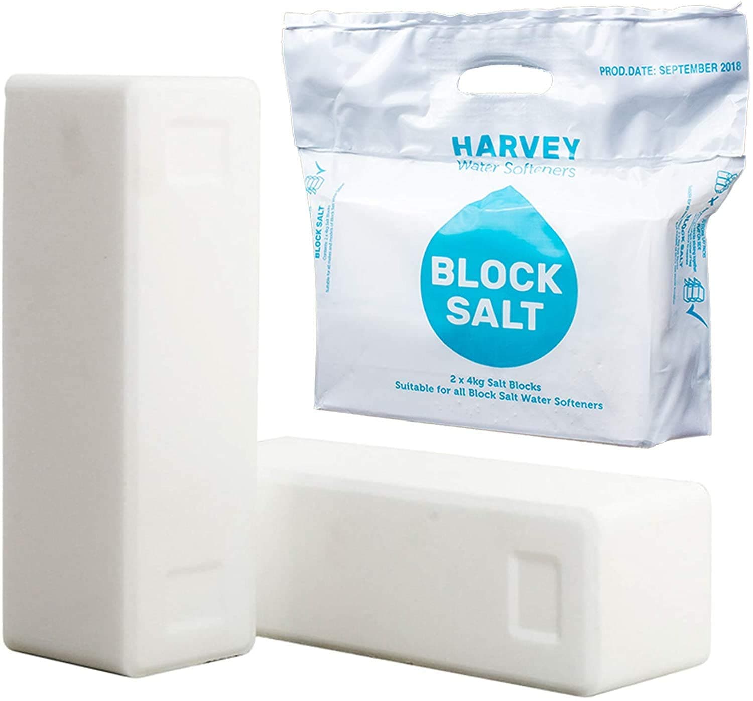 Harvey Block Salt for Water Softeners | Original Pure Grade A Food Quality Salt | 6 Bags, Securely Boxed | Each Bag Contains 2 Blocks | Efficient Softening Solution