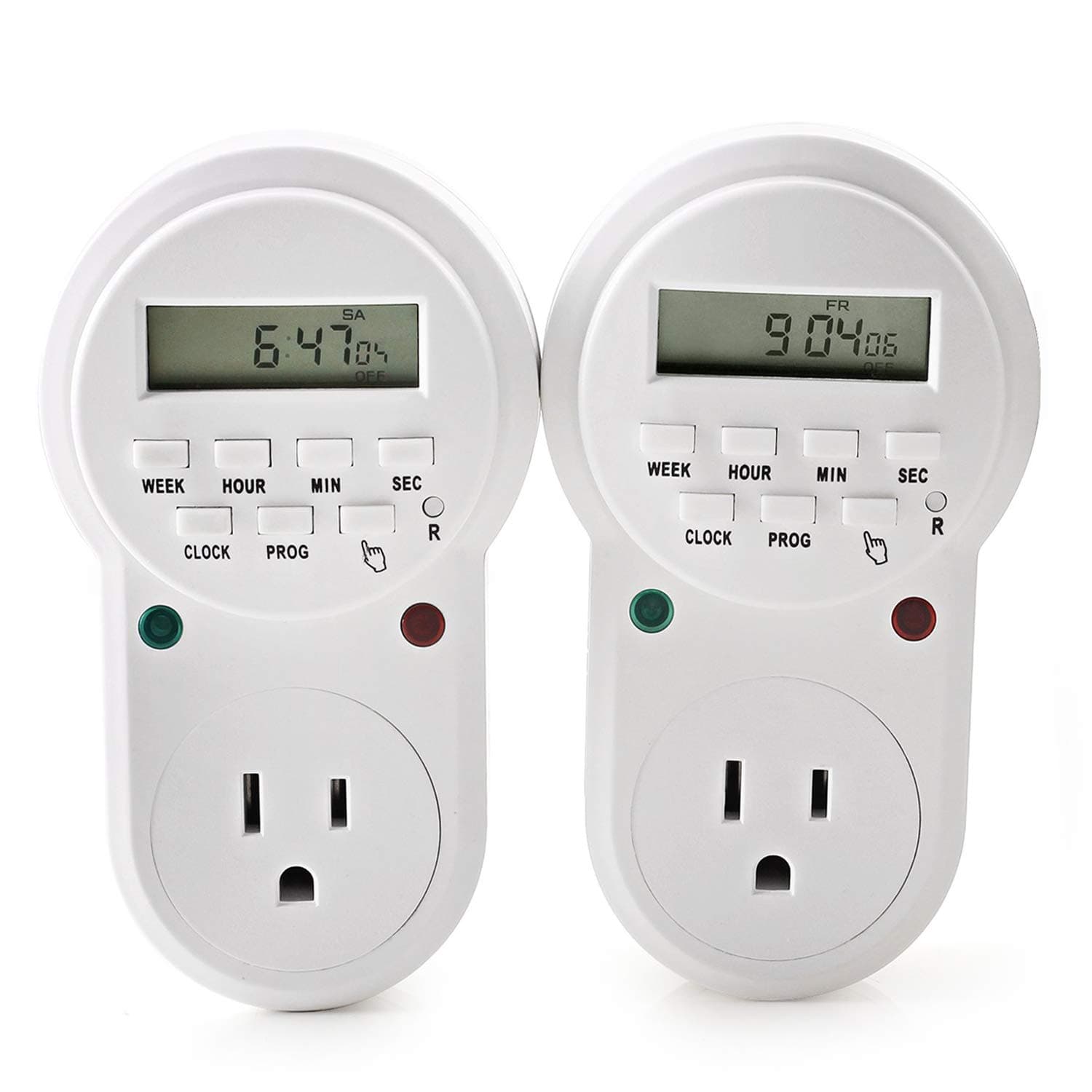 Digital Programmable Timer Outlet, BaseWish Programmable Plug-in Controllers Smart Socket Plug Wall Electrical Energy-Saving Home Switch for Home Lights, Fish Tank Heater, Aquarium Lamps Fans, 2 Pack