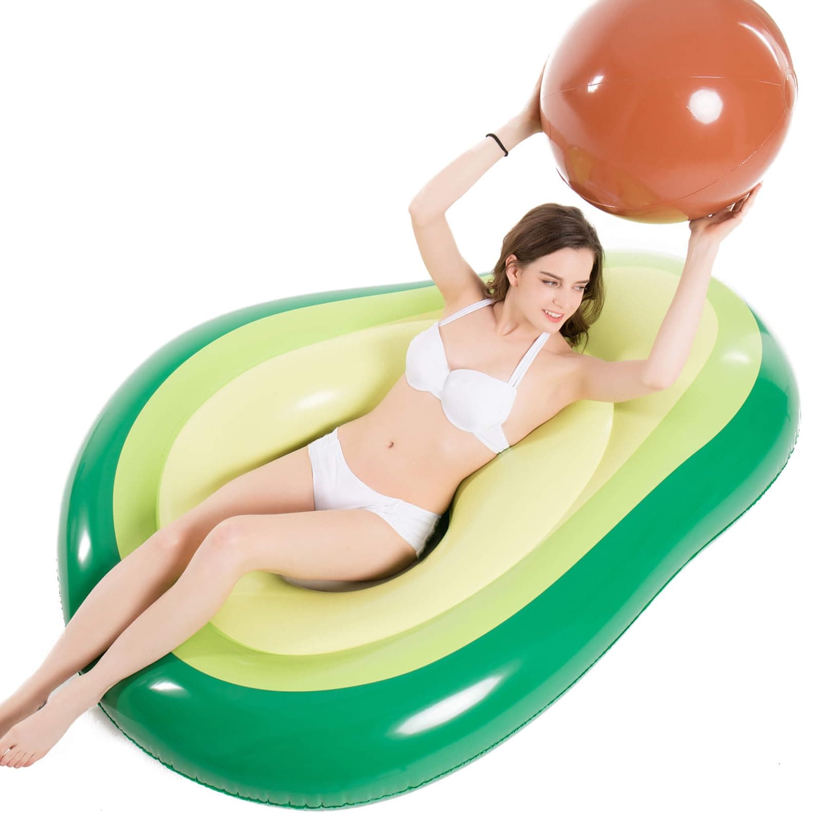 Jasonwell Inflatable Avocado Pool Float Floatie with Ball Water Fun Large Blow Up Summer Beach Swimming Floaty Party Toys Lounge Raft for Adults (XL)