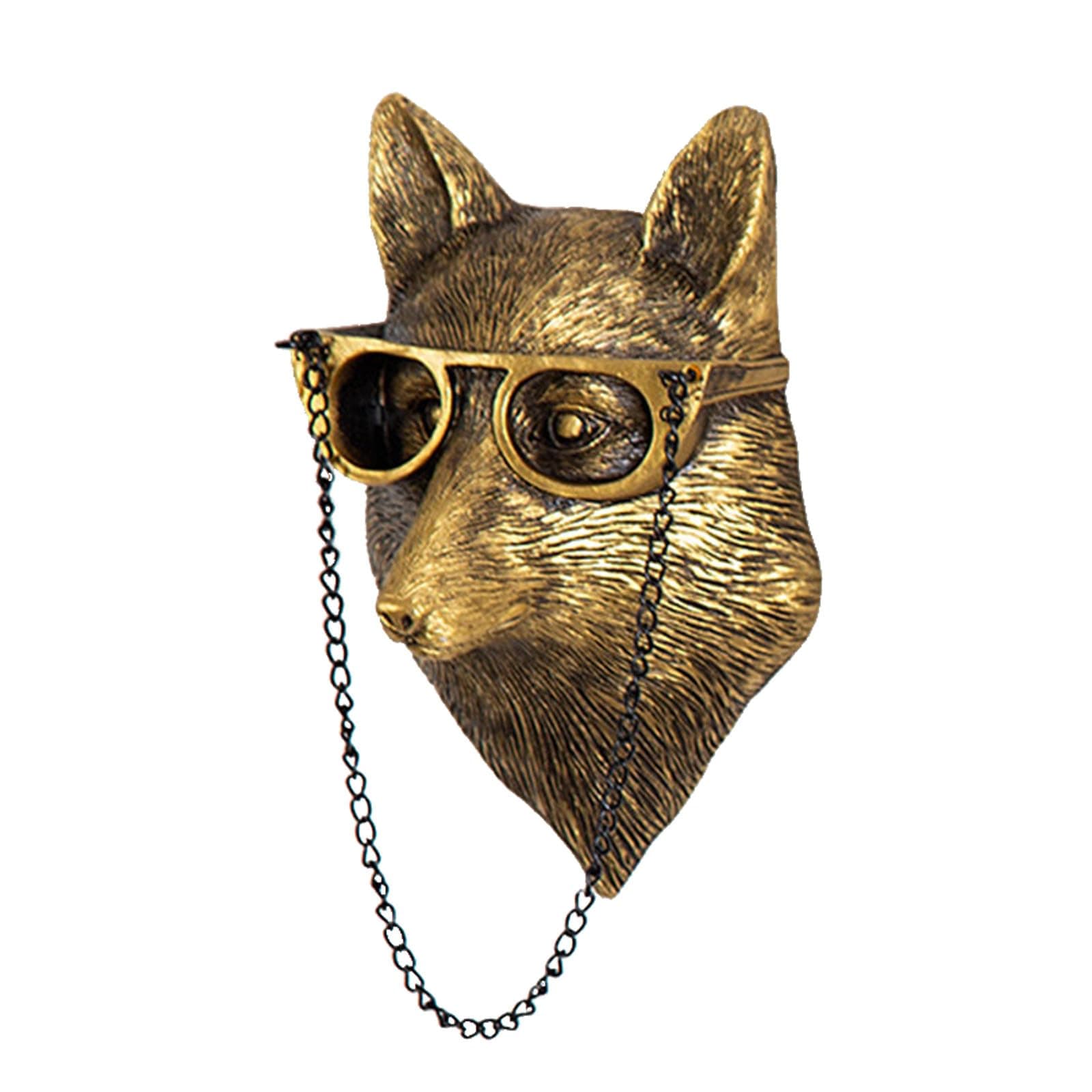 Animal Heads Wall Decor, Faux Deer Head Mount, Animal Sculptures Wall Decor, Resin Animal Head Wall Hanging Decoration for Living Room Bedroom Kitchen Gift,Fox