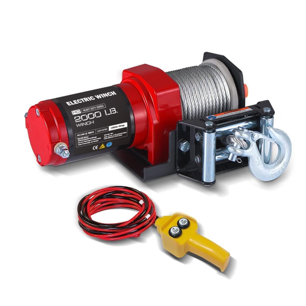 2000-lb. ATV/UTV Electric Winch with wirerope Kits, 12V Winch for Towing, Boat, Off-Road