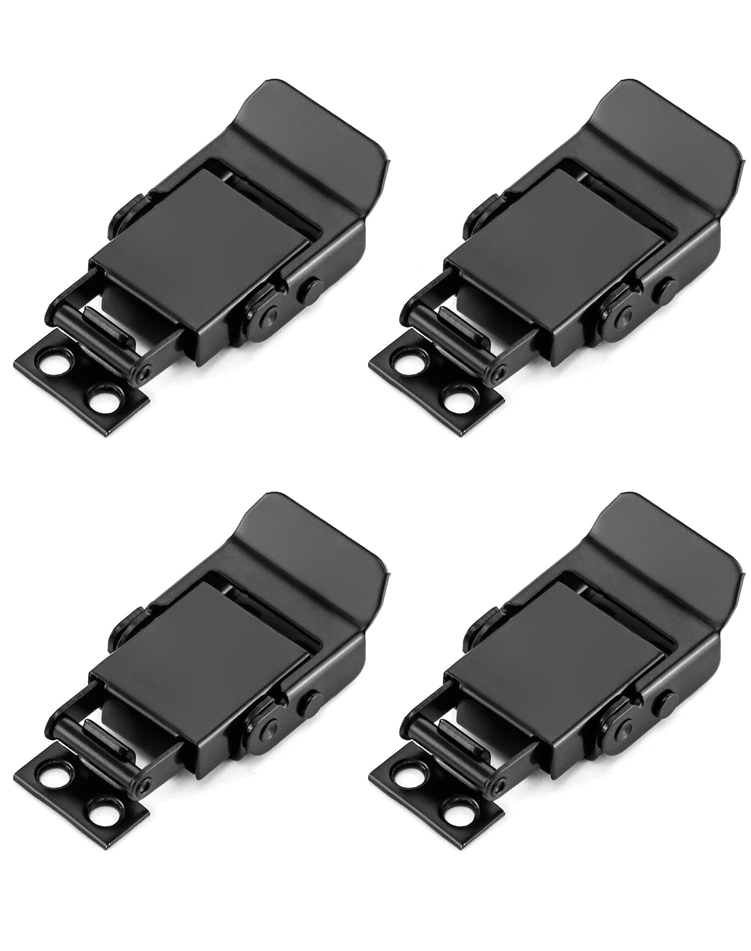 QWORK® 4 Pack Spring Loaded Toggle Latch, Stainless Steel Toggle Catch Clamp Clip Hasp Duck Billed Buckle for Cabinet Box Case, Black