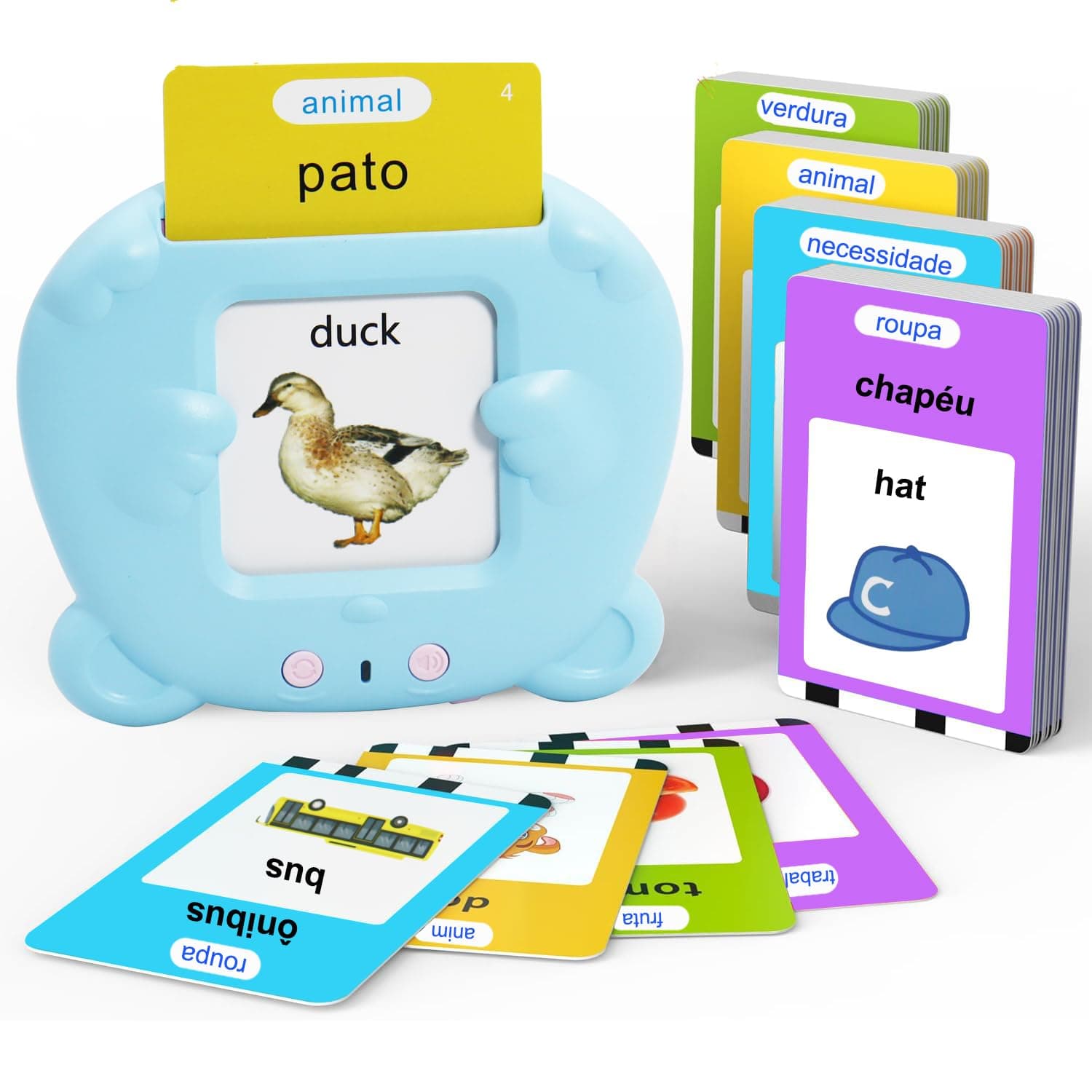 MAYAPHILOS 224 Words Portuguese and English Talking Flash Cards for Toddlers,...