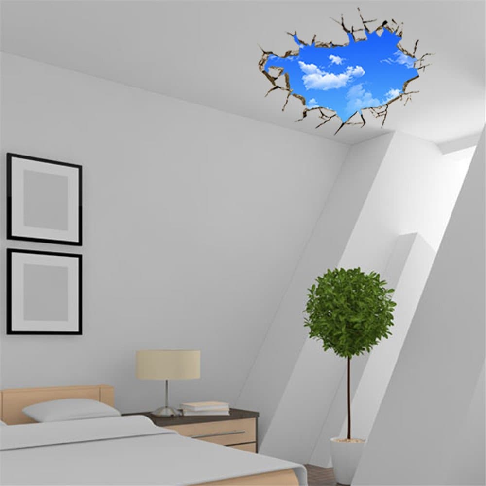Sucis 3D Breakthrough roof to Touch the Dream sky Removable Wall Art Sticker Decal Home Decor