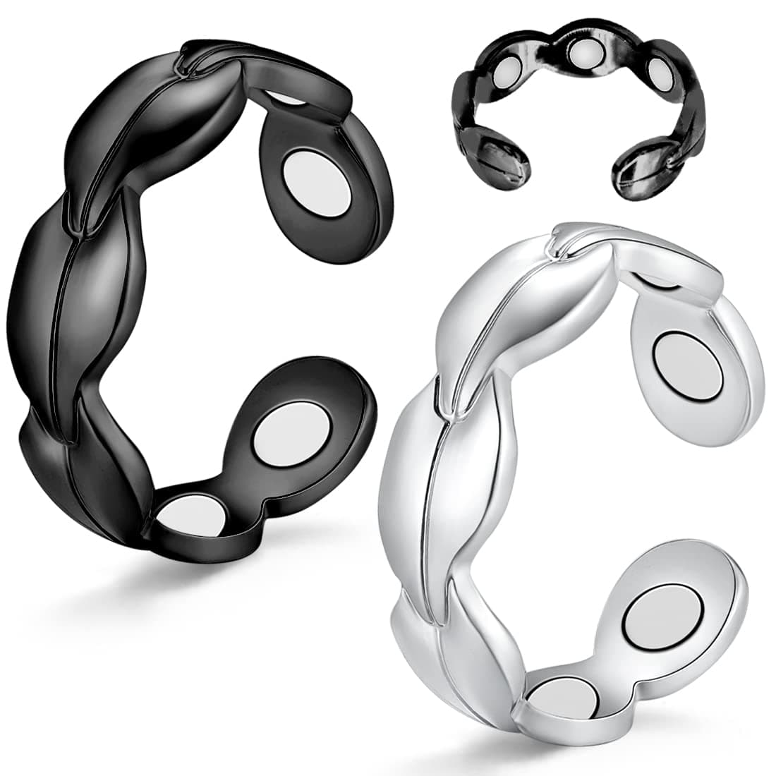 7X Copper Rings for Women - 99.9% Pure Copper Magnetic Ring Strong Magnets - Adjustable Thumb Fingers Ring with Jewelry Gift Box for Mother's Day (2PCS)