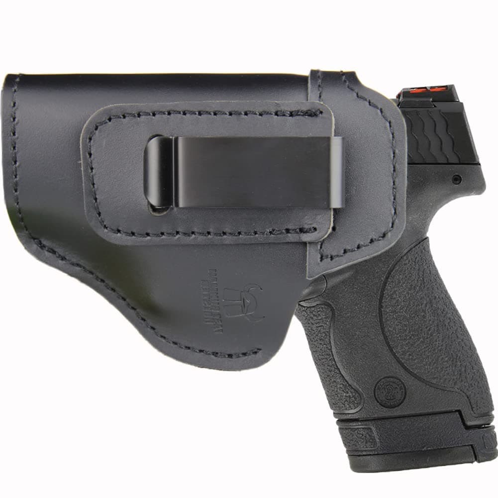 IWB Leather Holster for Inside Waistband Concealed Carry Fits:S&W M&P Shield-Glock19 26 29 30 32 43-Beretta Px4-RUGER EC9s-SIG-HK-Taurus-XDS or Similar Sized Handguns