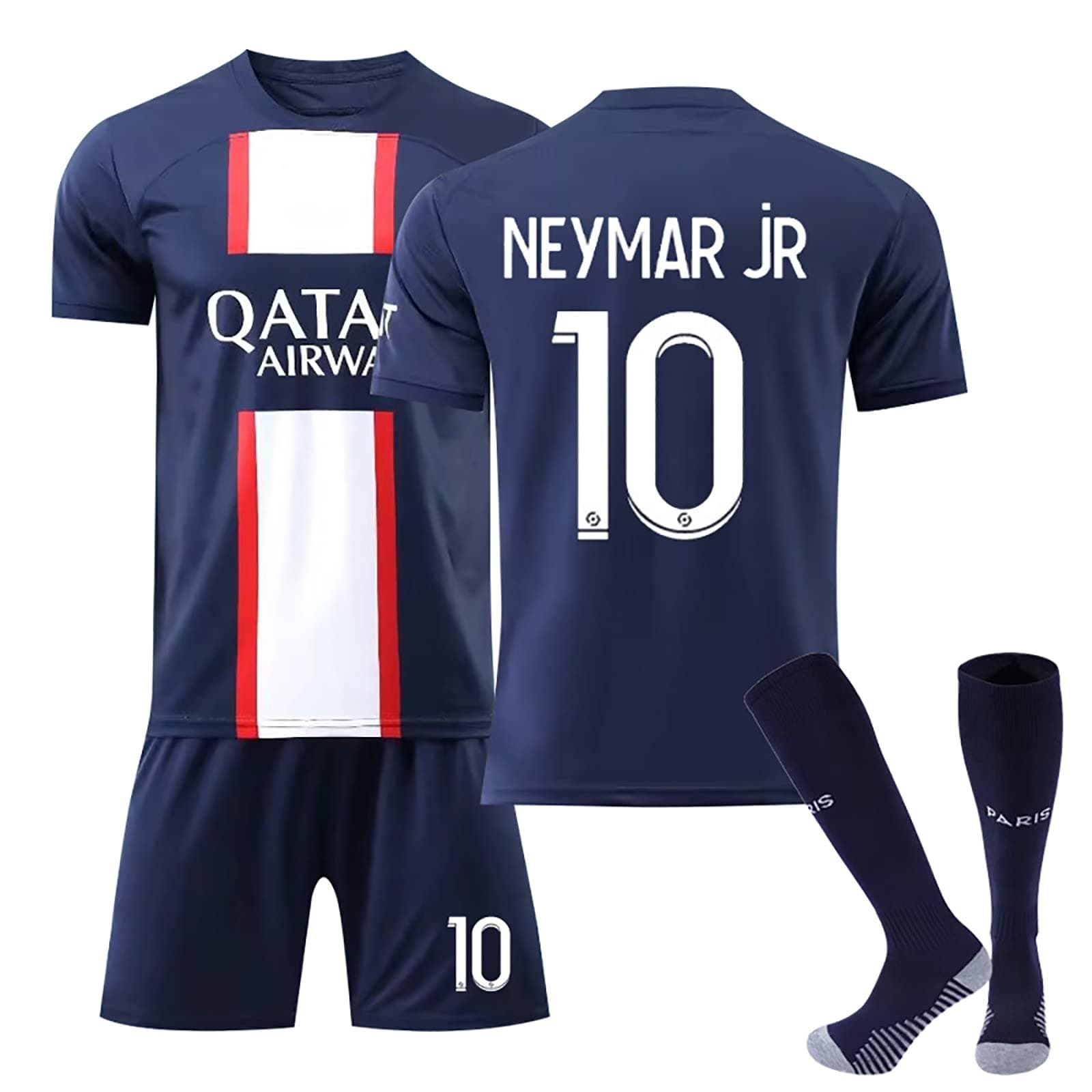 YIWAWQIAN New Paris Home Jersey Kids PSG Soccer Jersey No.30/10/7 Boys Jersey Football Suit Soccer Jersey Set Tshirt Shorts and Socks, M