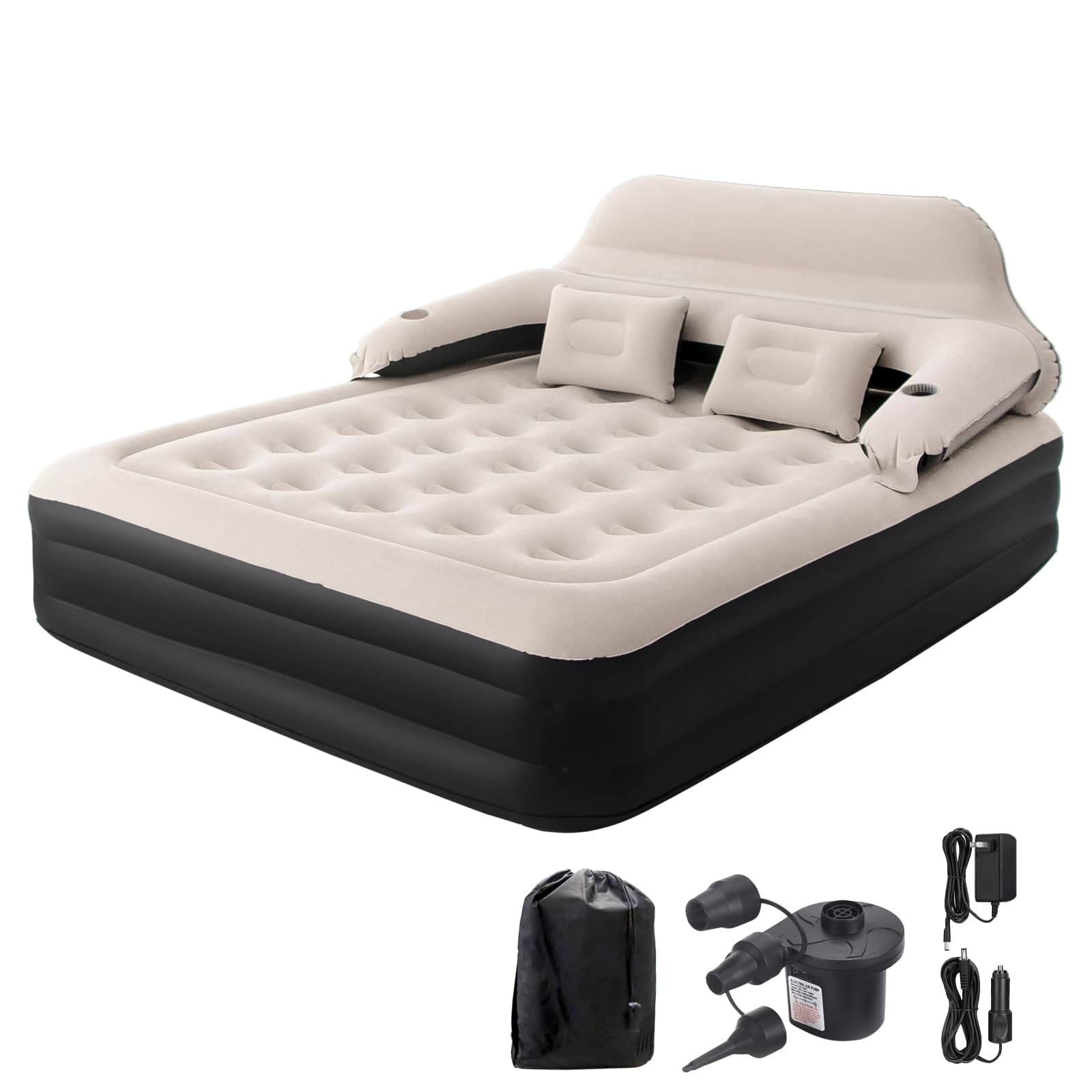 DIMAR GARDEN Queen Air Mattress with Headboard and Pump,Blow Up Mattress Inflatable Bed with Pillows