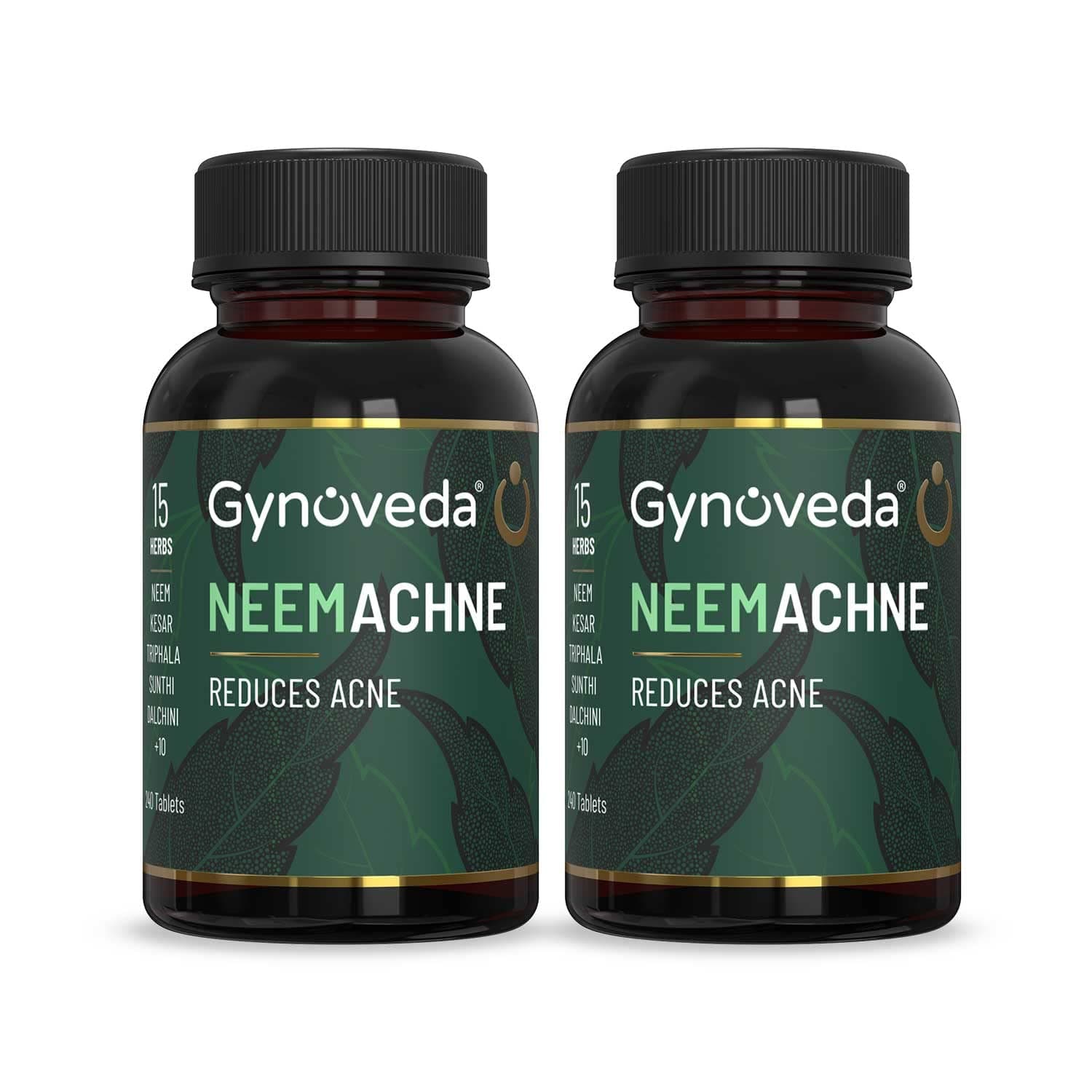 Gynoveda Neem Tablets For Acne Free Skin. Ayurvedic Blood Purifier To Reduce Pimples, Acne Scars, Marks on Face. 2 Bottles, 480 NeemAchne Tablets