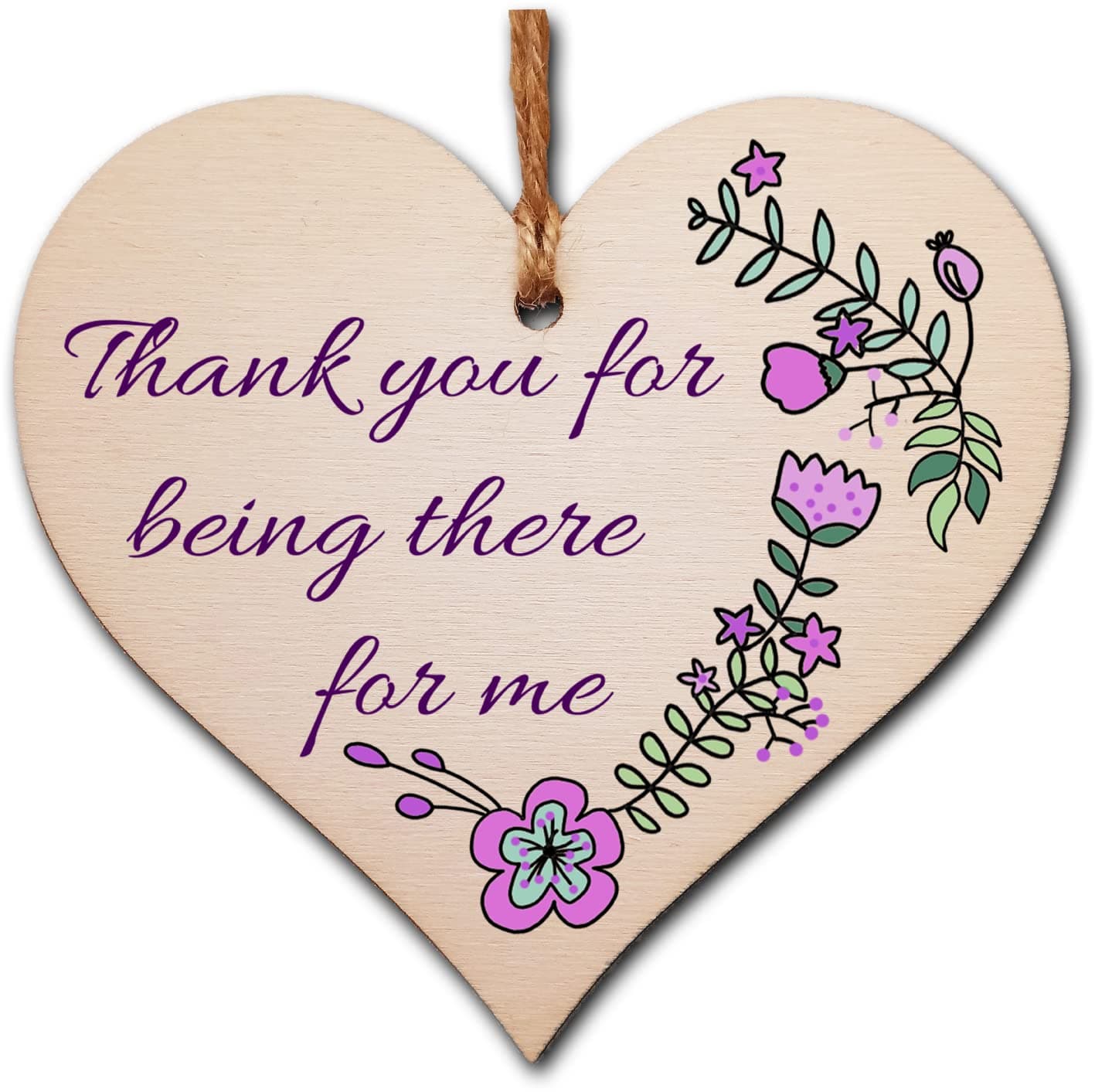 Handmade Wooden Hanging Heart Plaque Gift for Someone Special Thoughtful Thank you Keepsake Card Alternative